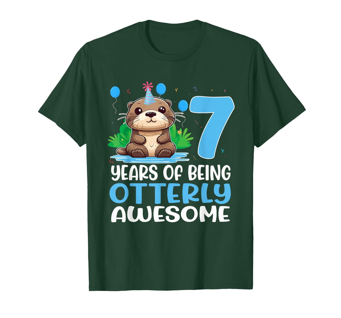 7 Years Of Being Otterly Awesome 7th Birthday Cute Otter T-Shirt