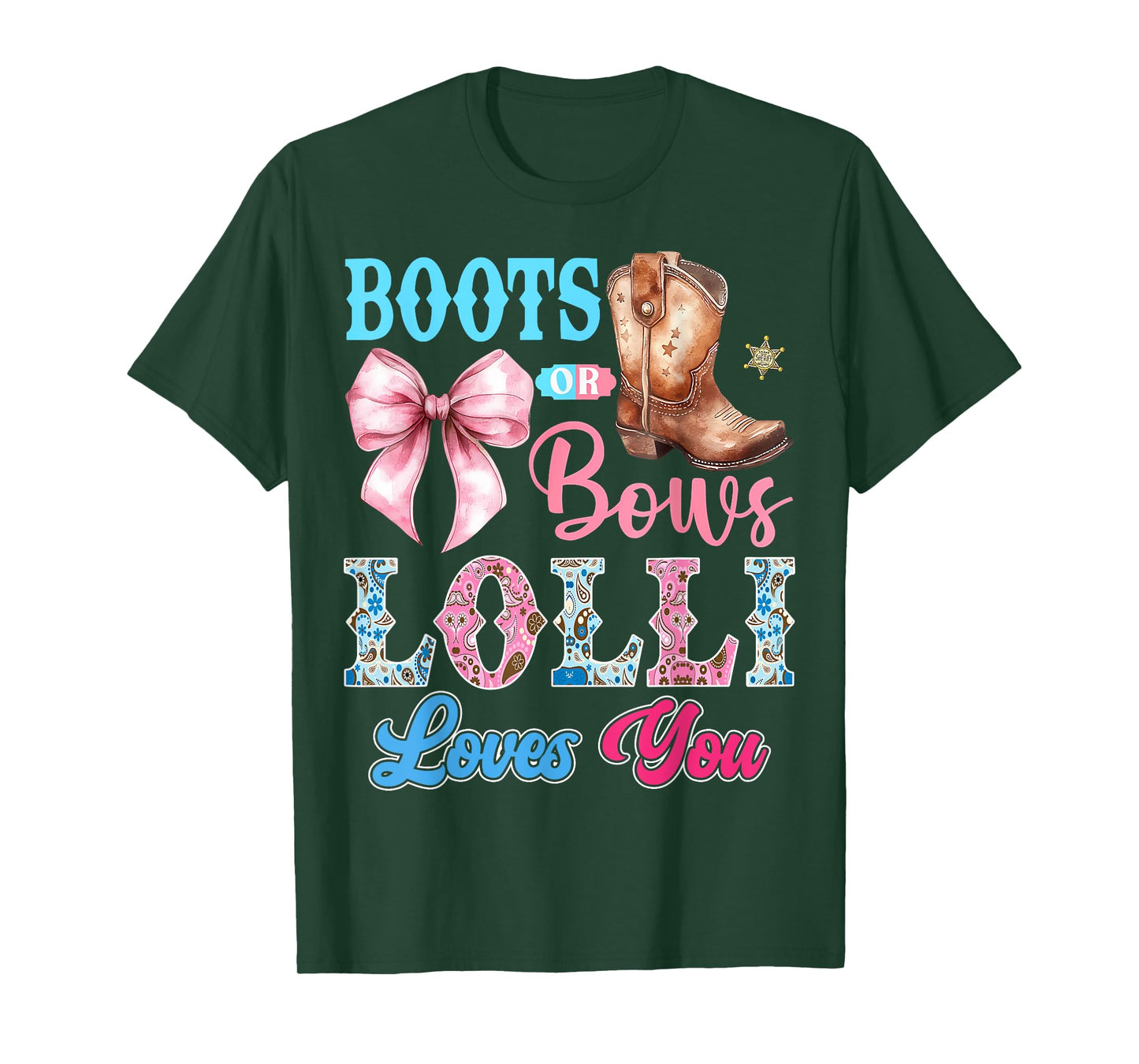 Boots or Bows Lolli Loves You Gender Reveal Party T-Shirt