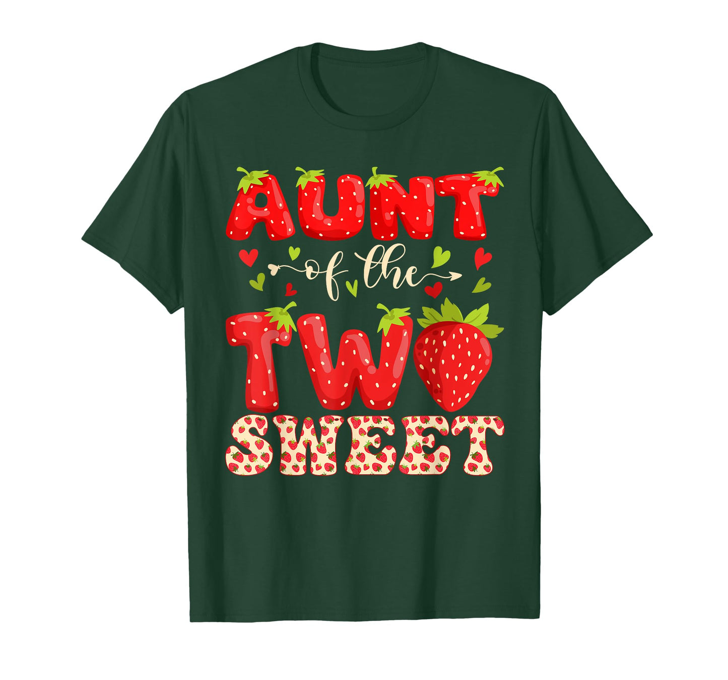 AUNT Of The Two Sweet Second Birthday Girl Strawberry T-Shirt