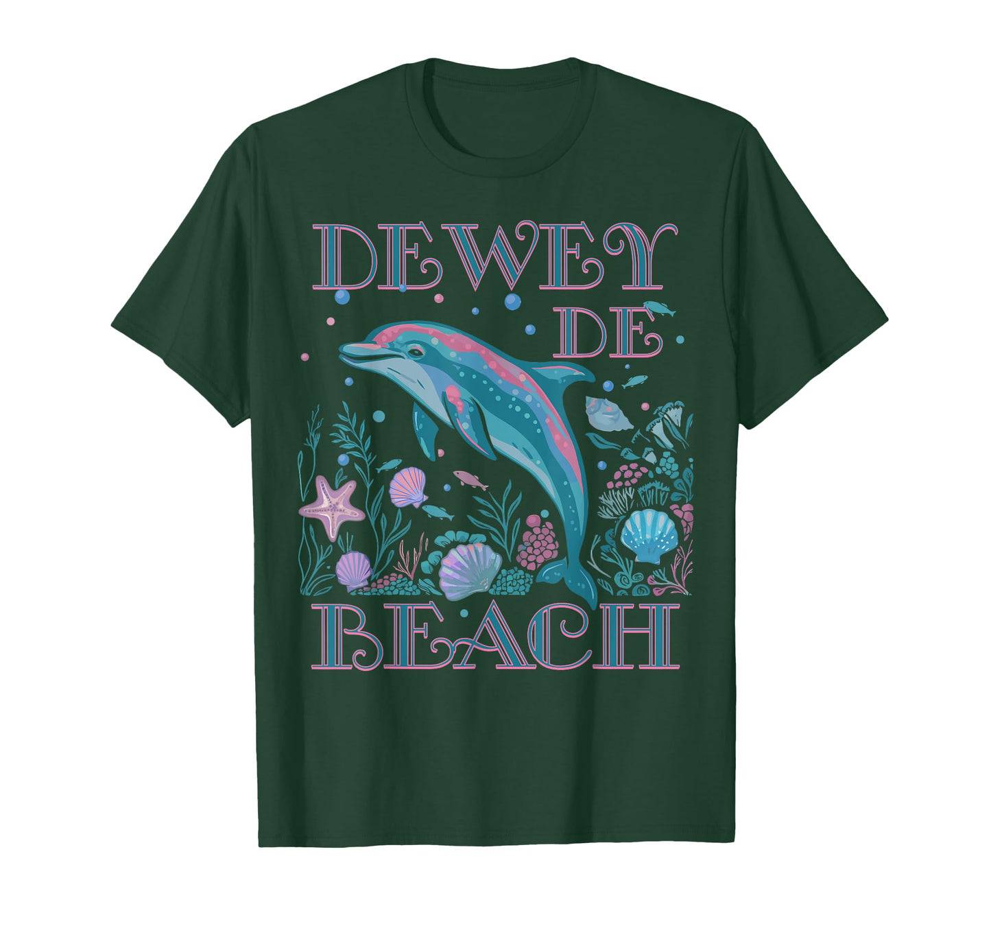 DEWEY BEACH DE DOLPHIN LOVER COLORFUL BEACH SOUVENIR T-Shirt