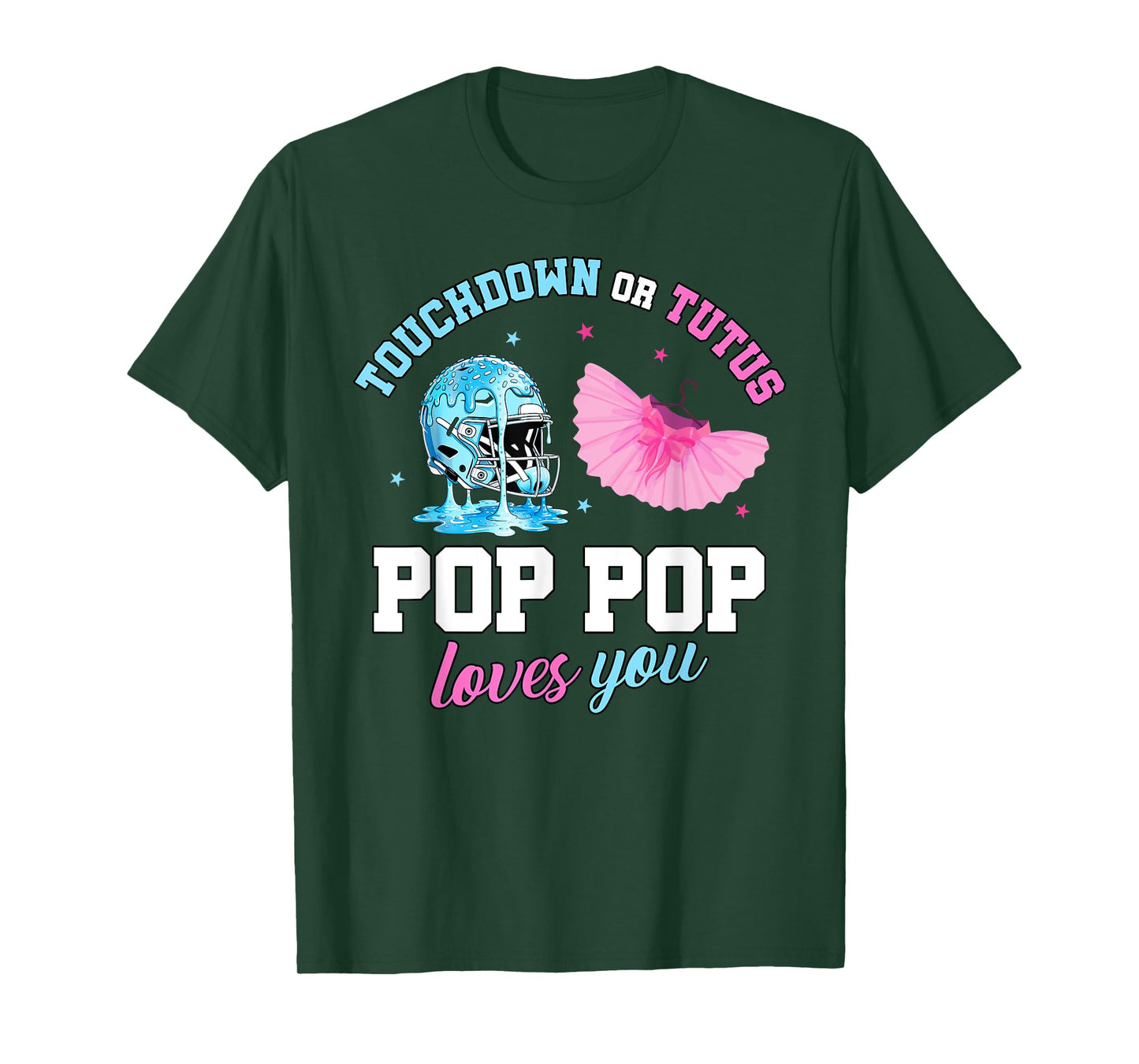 Touchdown or Tutu Pop Pop Loves You Football Gender Reveal T-Shirt
