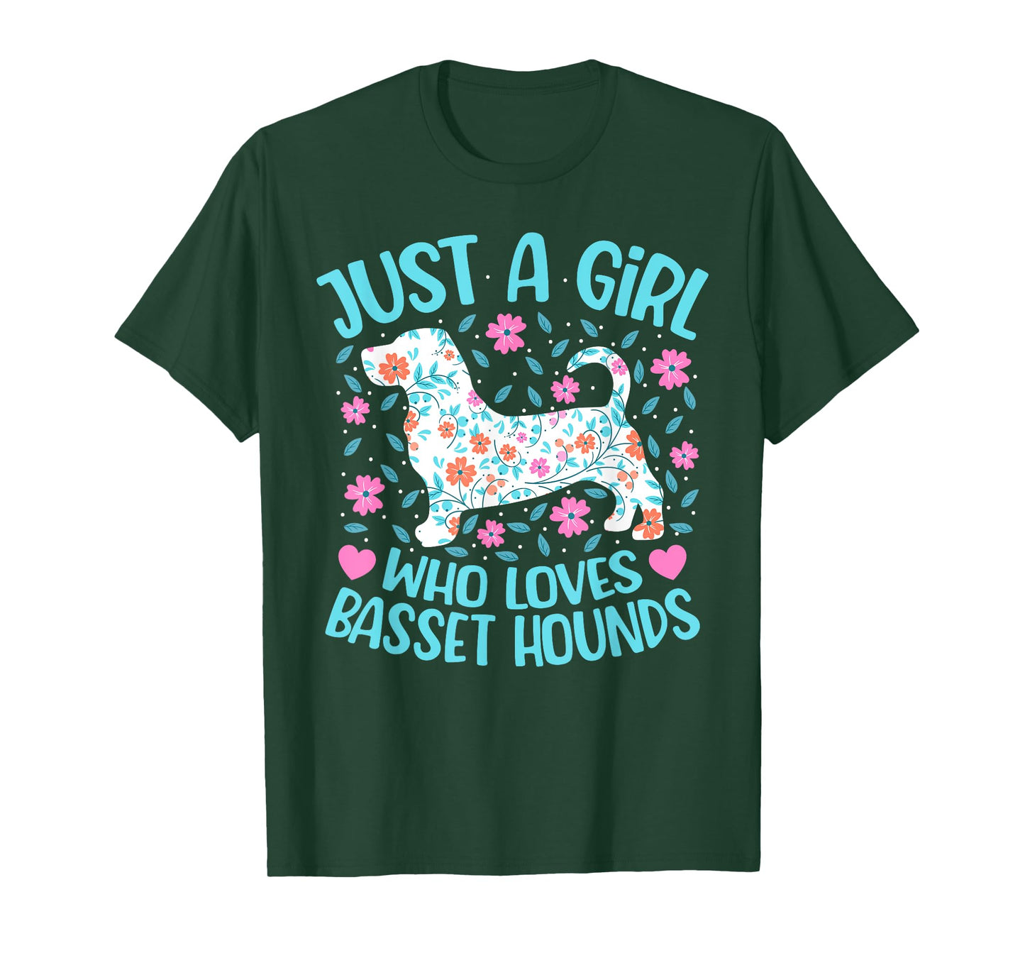 Just A Girl Who Loves Basset Hounds Floral Women Dog T-Shirt