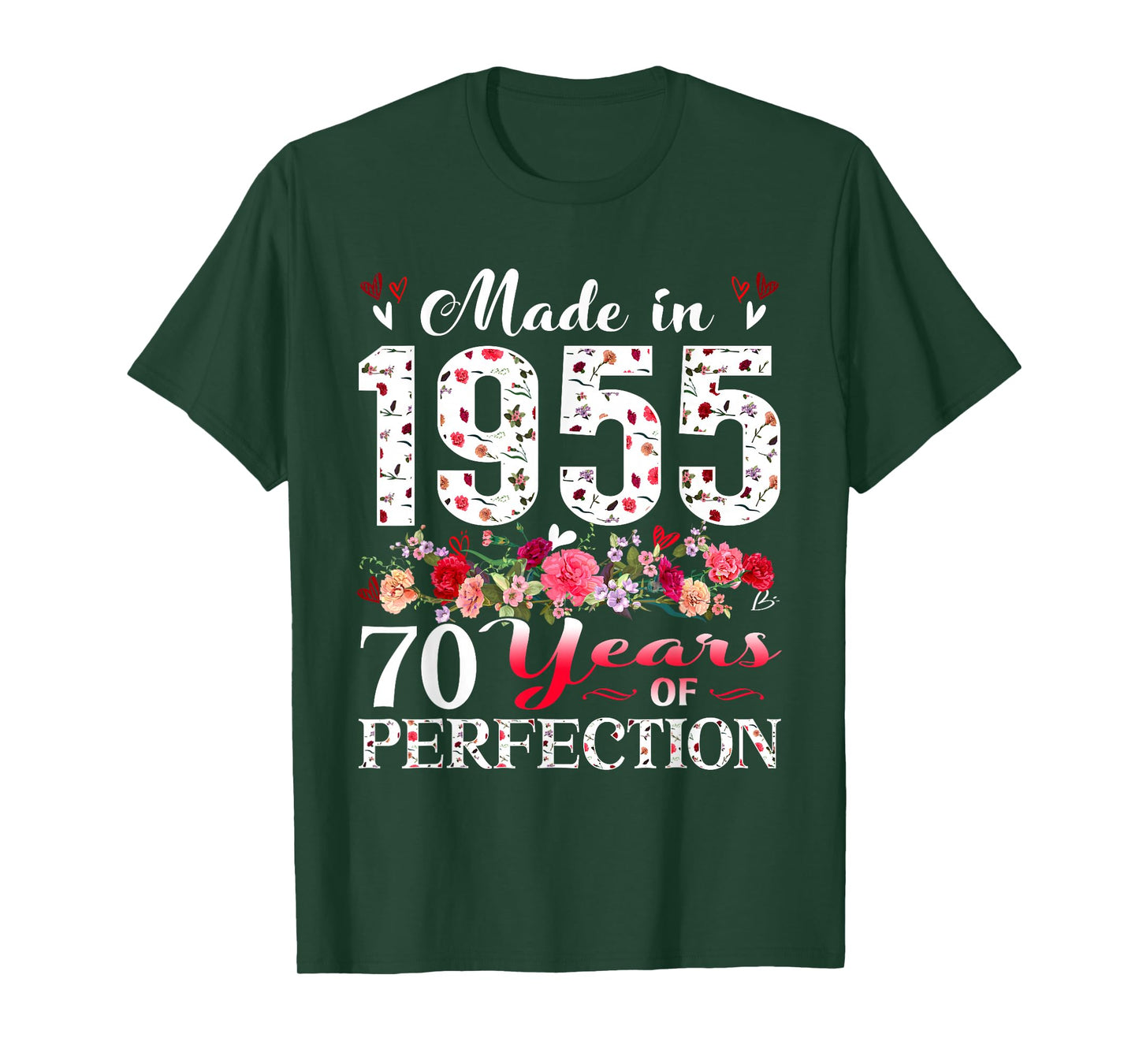 70 Year Old Floral Made In 1955 70th Birthday Women Apparel T-Shirt