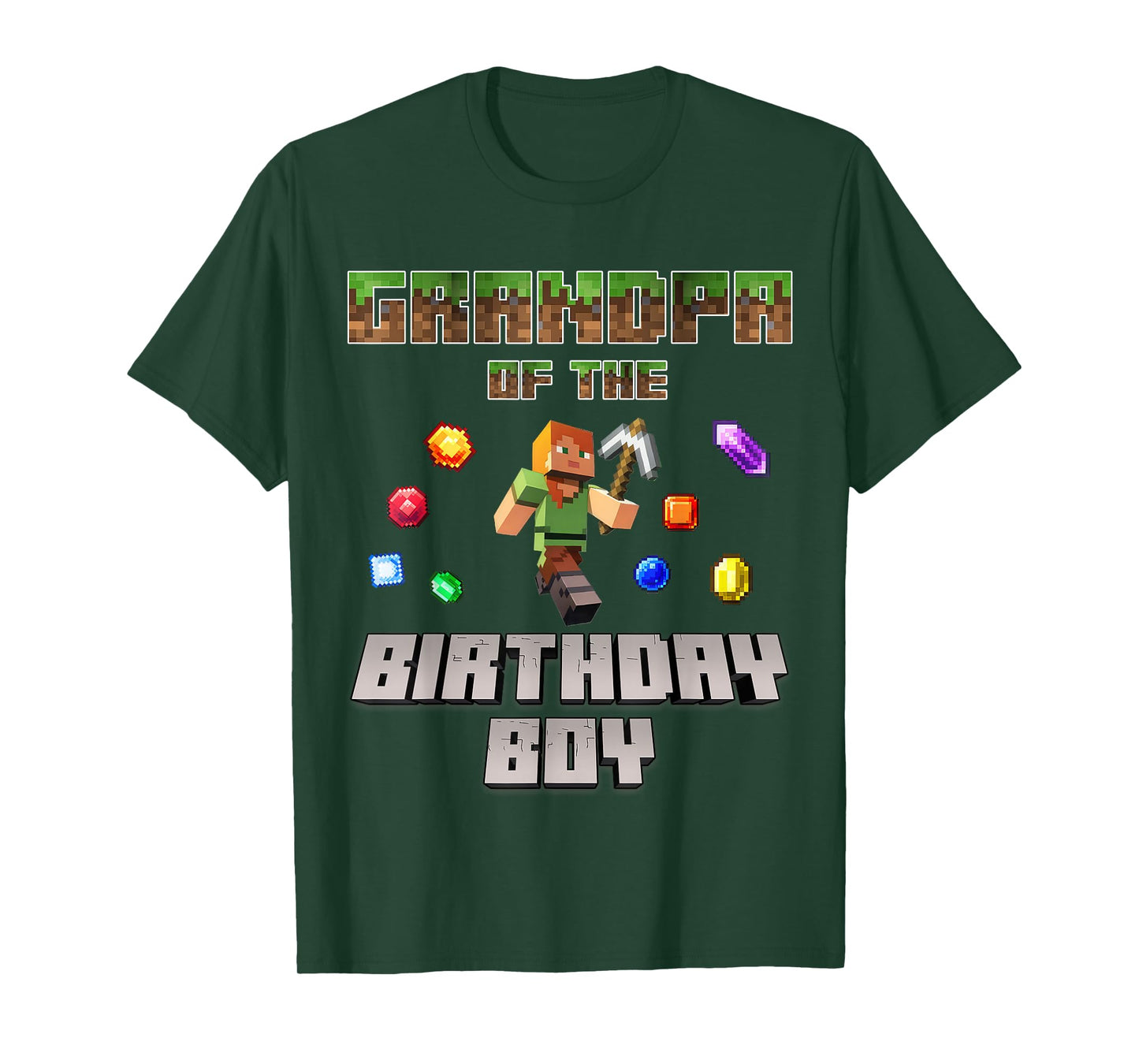 Grandpa Of The Birthday Boy Video Gamer Pixel Number T-Shirt