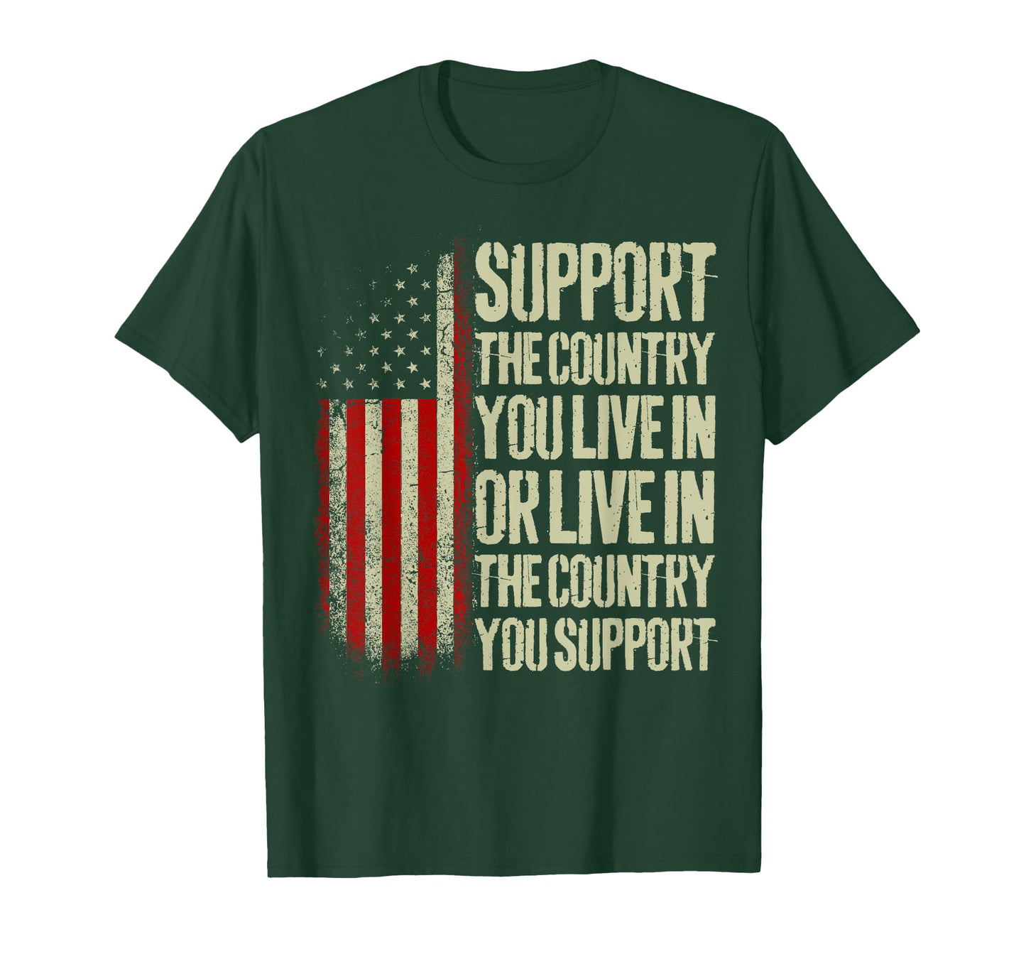 American Flag Vintage Support The Country You Live in T-Shirt