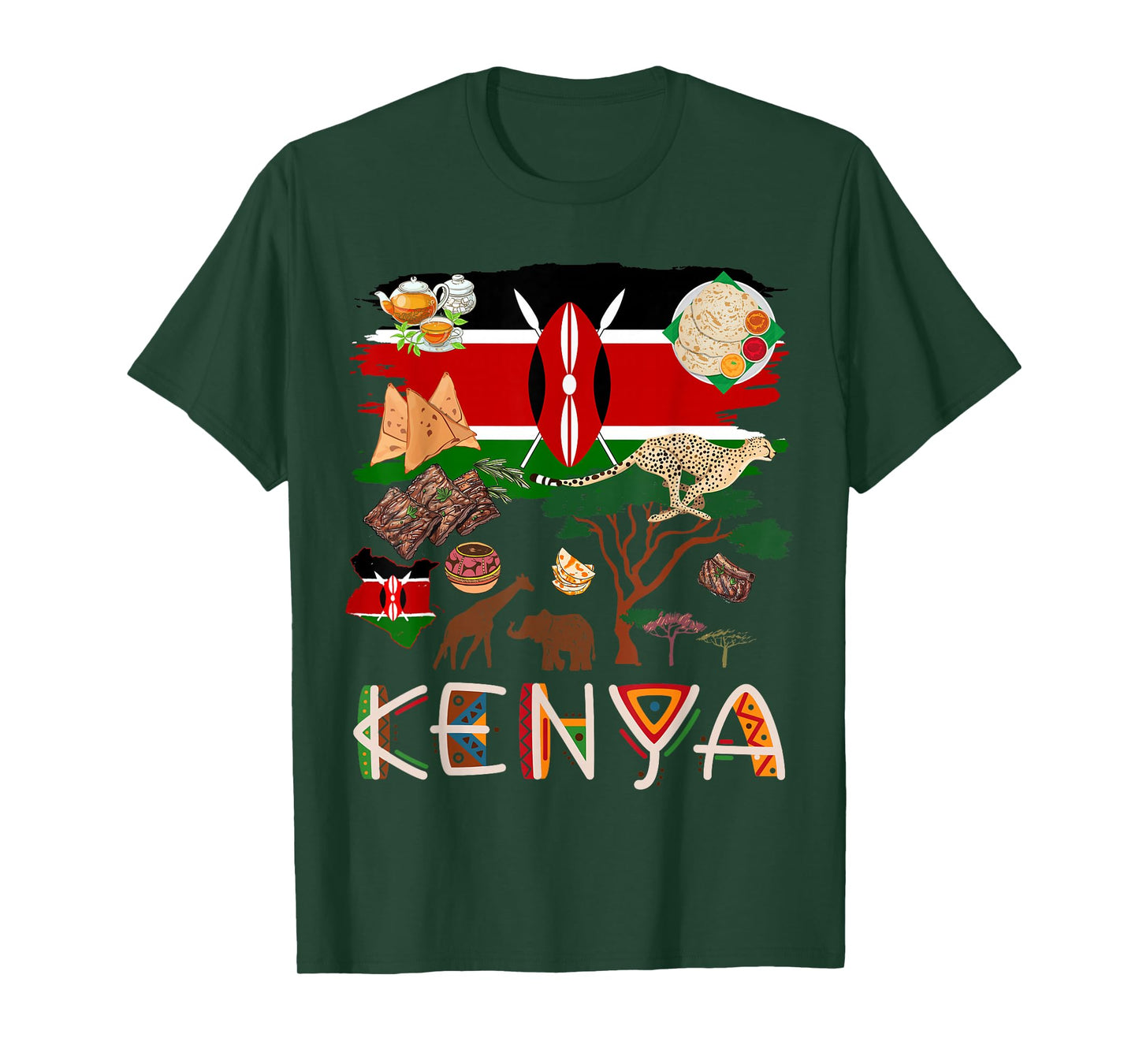 Kenya Flag Outfit Idea For Kids Kenya Food & Kenyan Flag T-Shirt
