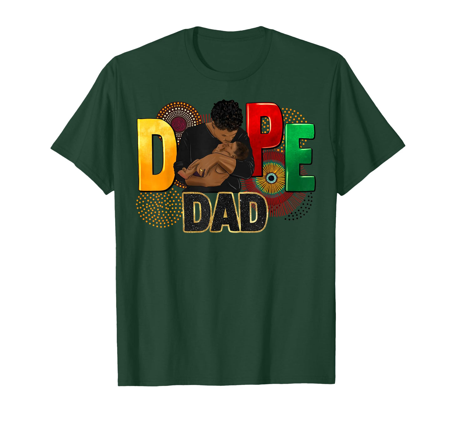 Dope Dad Afro Men Happy Father's Day 2025 For Men Women T-Shirt