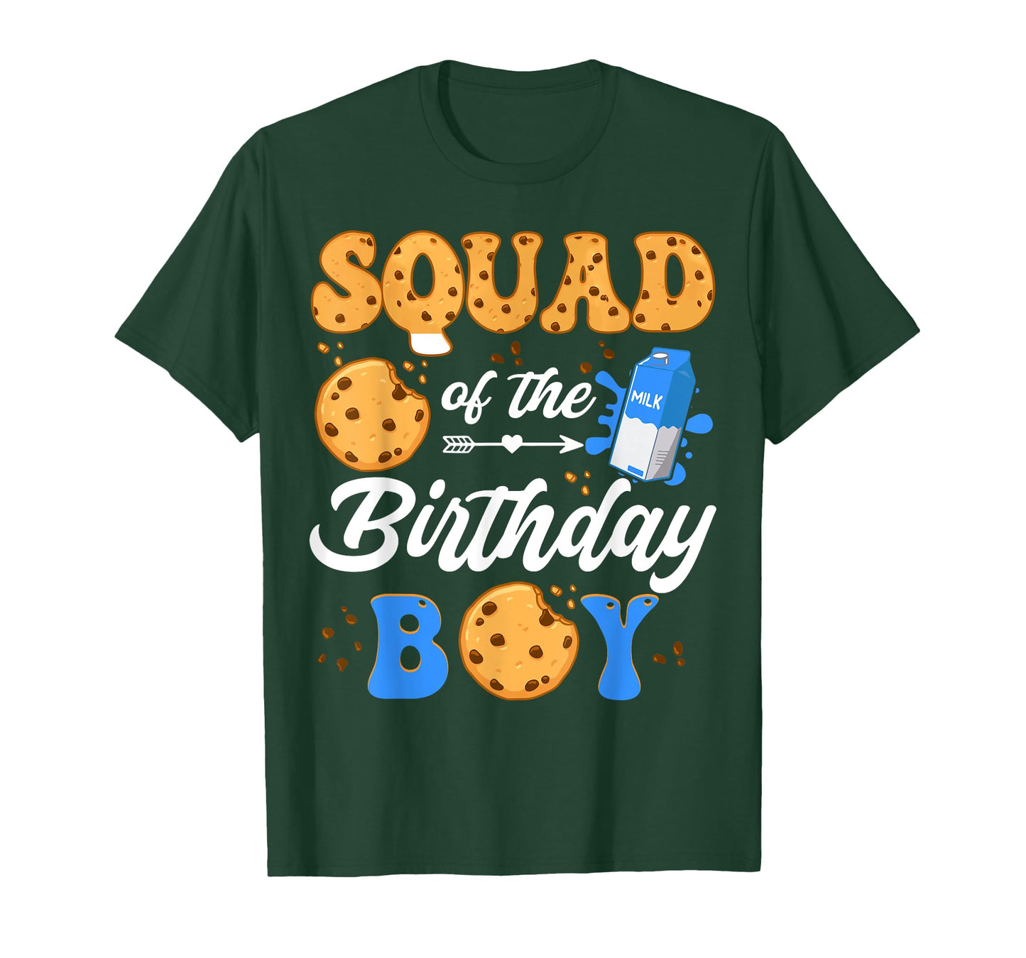Squad Of The Birthday Boy Milk And Cookies 1St Birthday T-Shirt