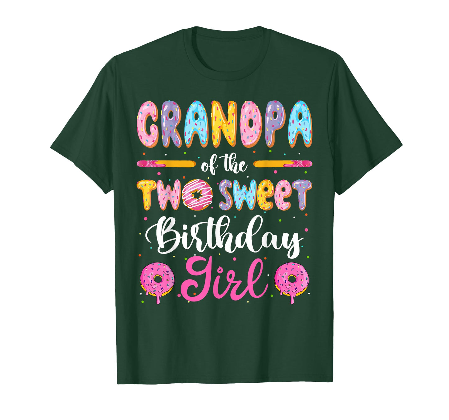 Grandpa Of The Two Sweet Birthday Girl Donut 2Nd Birthday T-Shirt