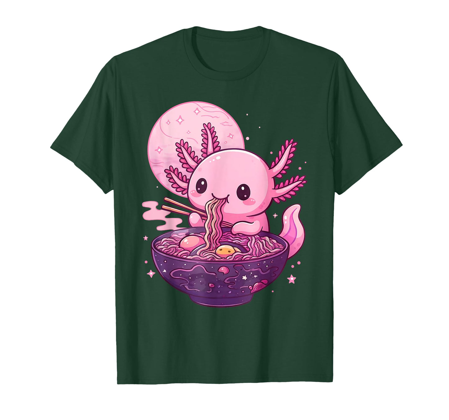 Funny Axolotl Noodle Anime Kawaii Axolotl Eating Ramen Kids T-Shirt