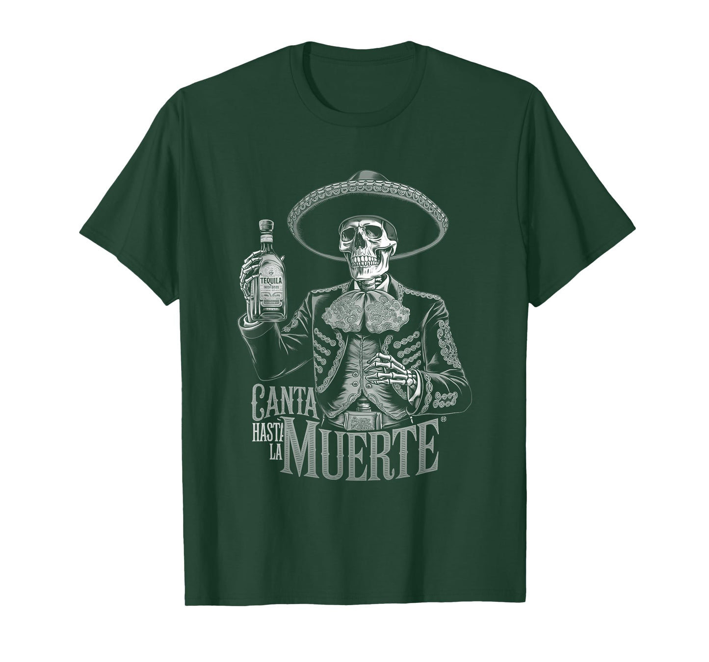 Mariachi Skeleton Canta Hasta La Muerte Fiesta Tequila Party T-Shirt
