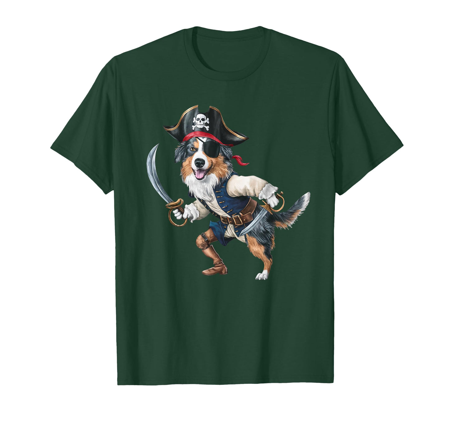 Australian Shepherd Pirate Halloween Mens Womens Kids Pirate T-Shirt