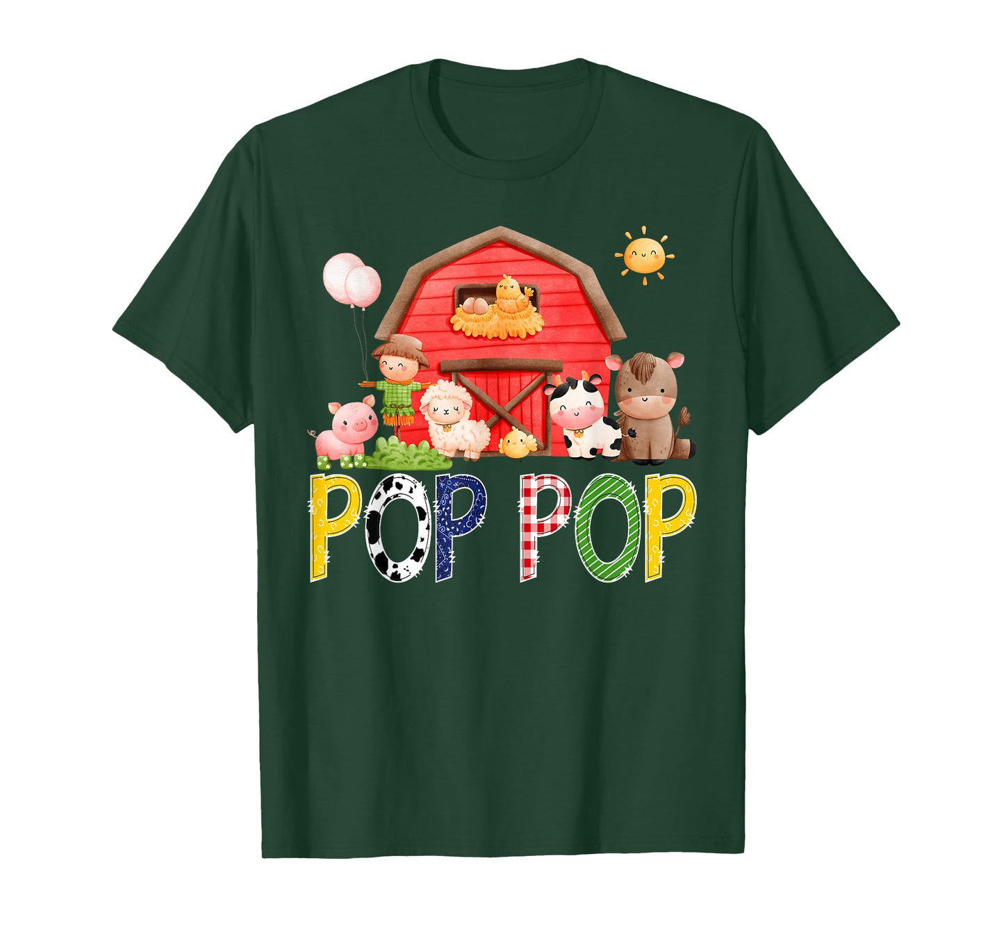 Pop Pop Red Farm Cow Birthday Boy Party Matching Family T-Shirt