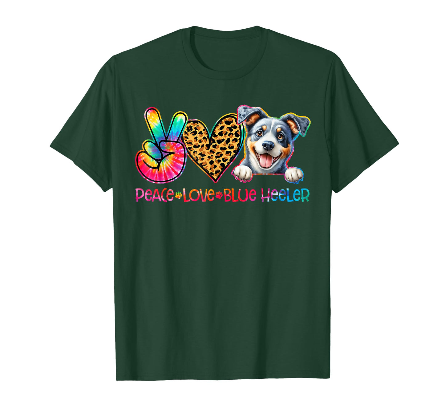 Peace Love Blue Heeler Tie Dye Dog Lover T-Shirt