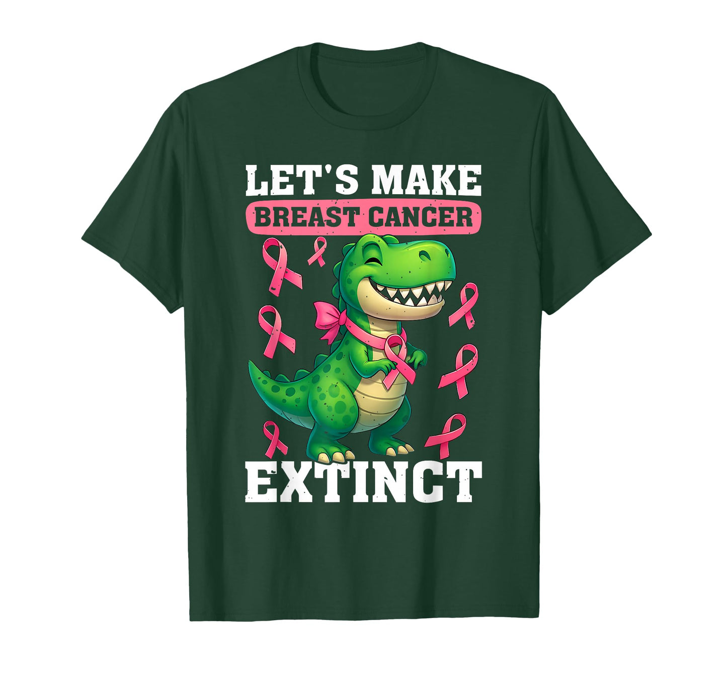 Lets Make Breast Cancer Extinct Pink Dinosaur Kids Boys Girl T-Shirt