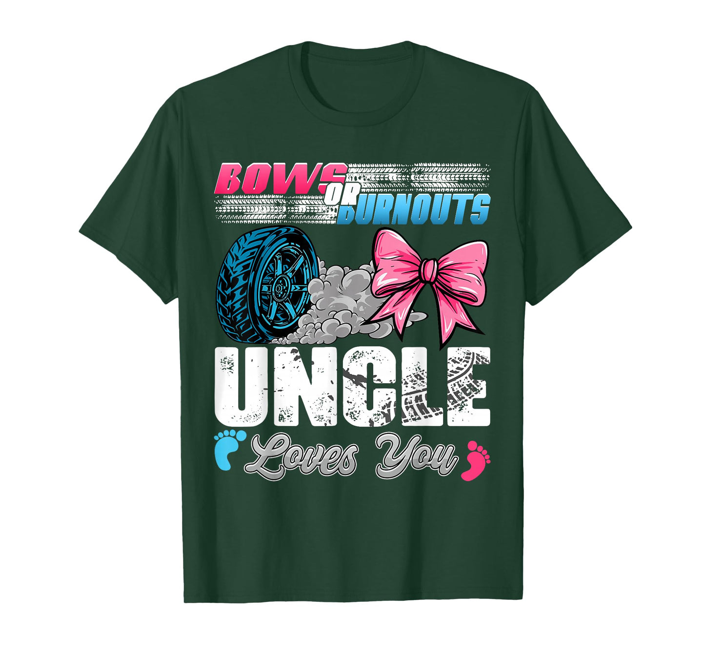 Burnouts or Bows Uncle Loves You Gender Reveal Party T-Shirt