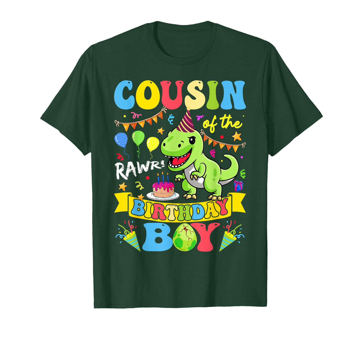 Cousin Of The Birthday Boy T-Rex Dinosaur Birthday Groovy T-Shirt