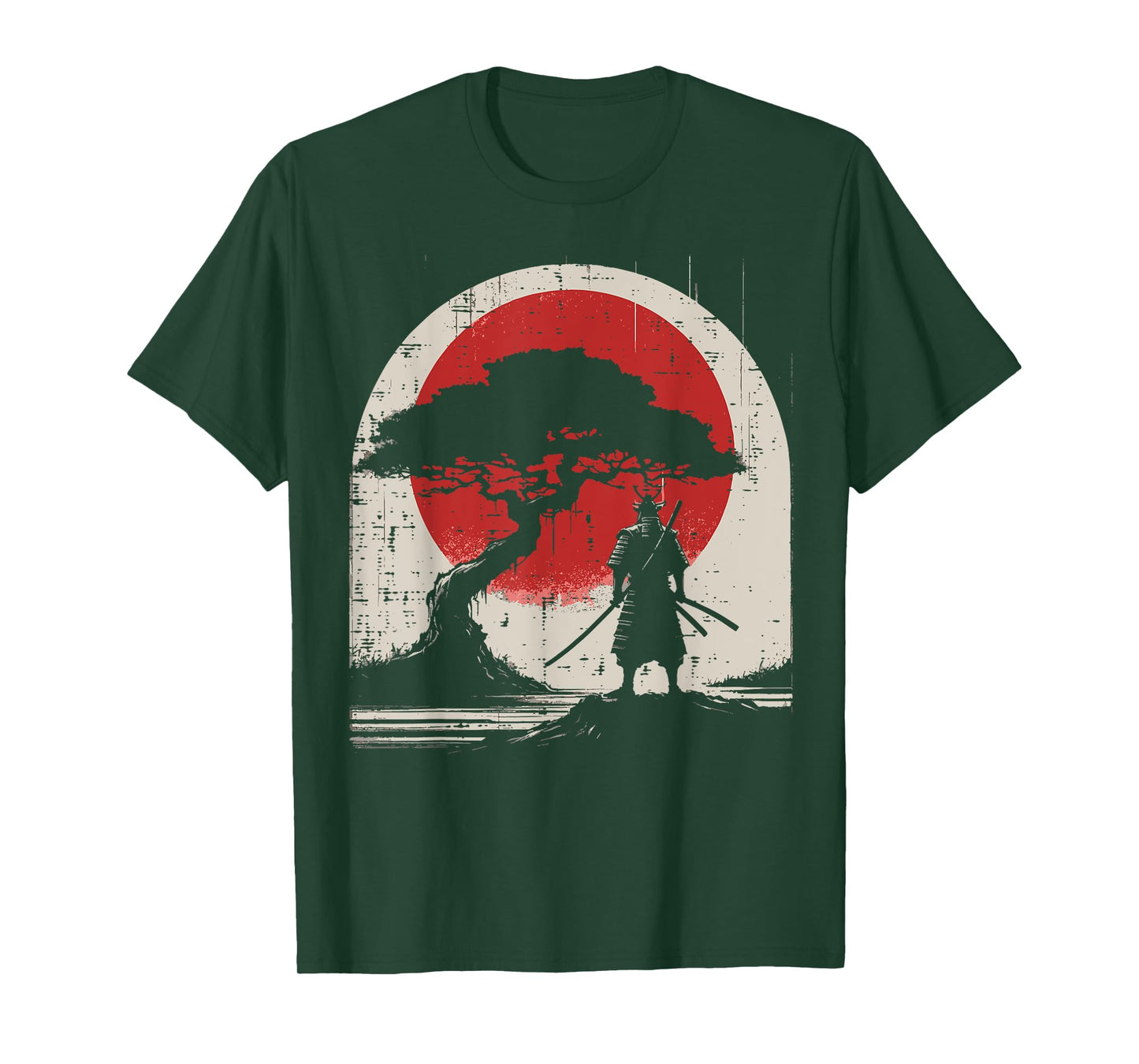 Japanese Samurai Kimono Tree Sun Vintage Art Women Men Kids T-Shirt