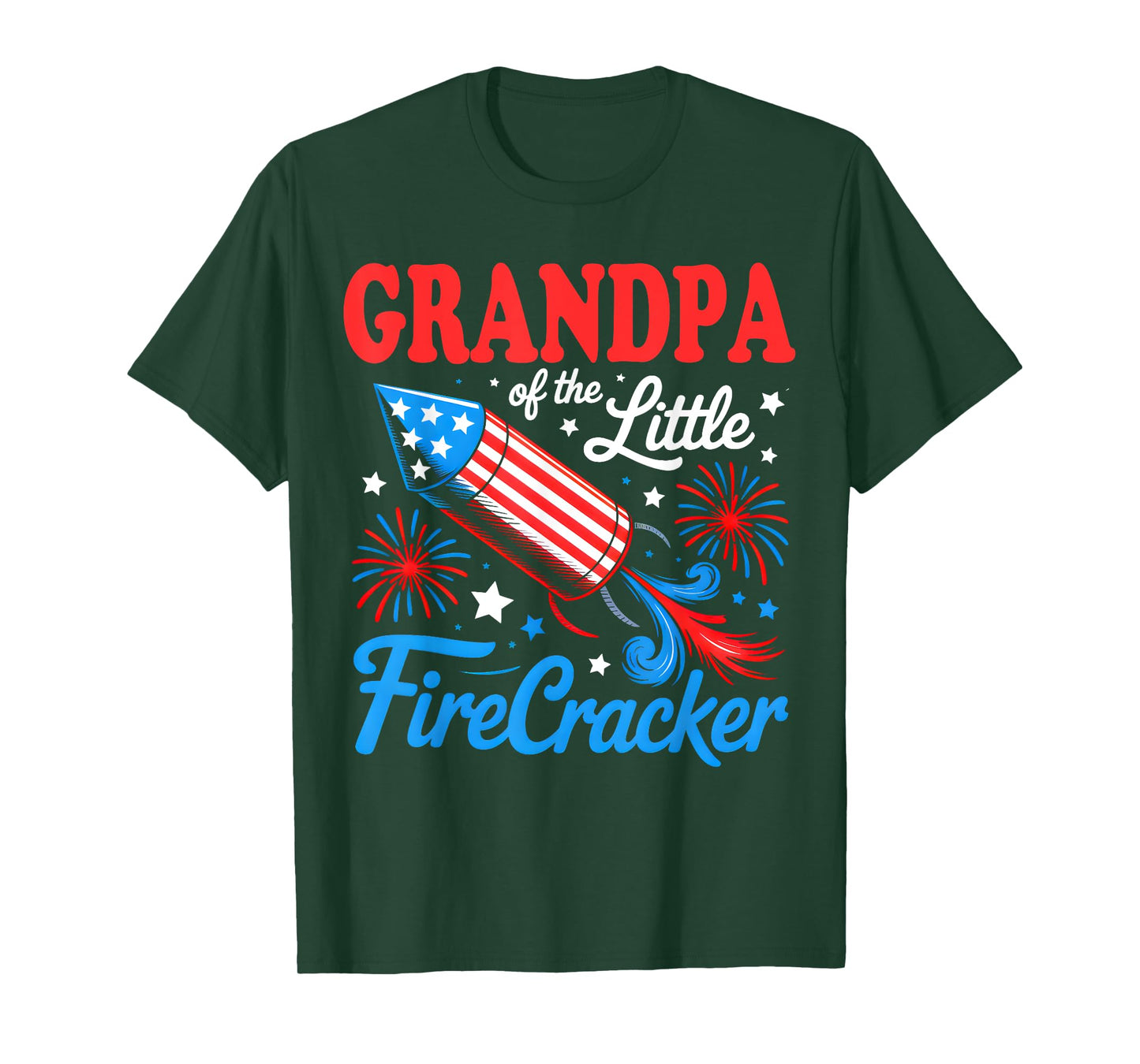 Grandpa Of The Little Firecracker 4th of July Birthday Party T-Shirt