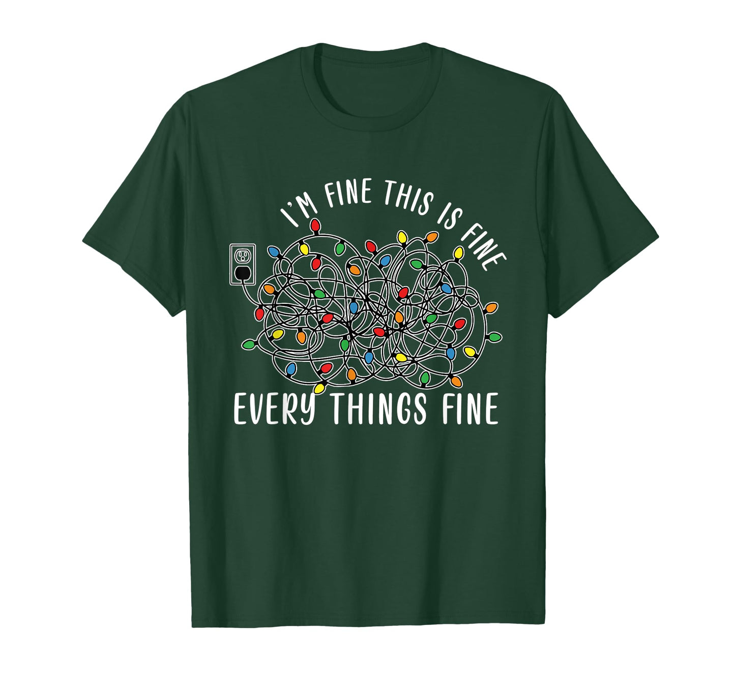 I’m Fine Everything is Fine Tangled Christmas Lights Women T-Shirt