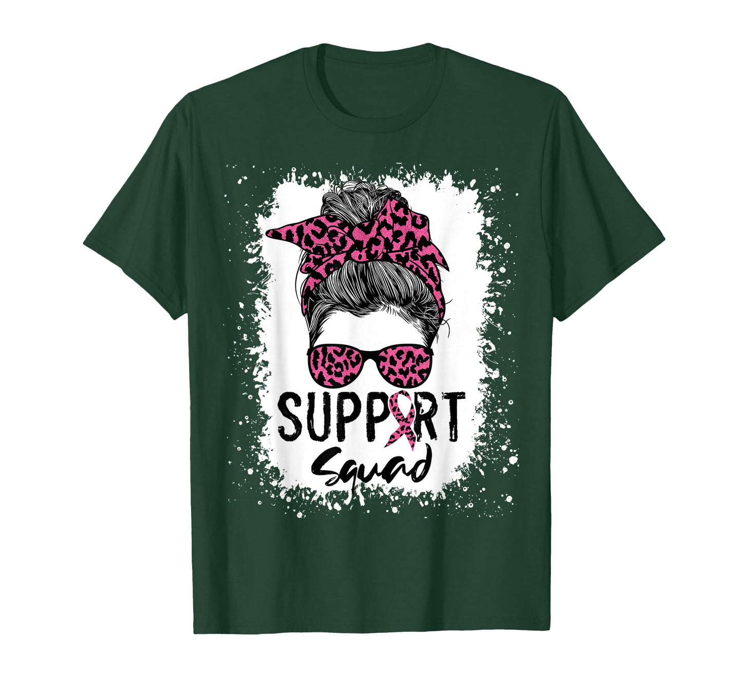Breast Cancer Support Squad Shirt For Women , Messy Bun Pink T-Shirt