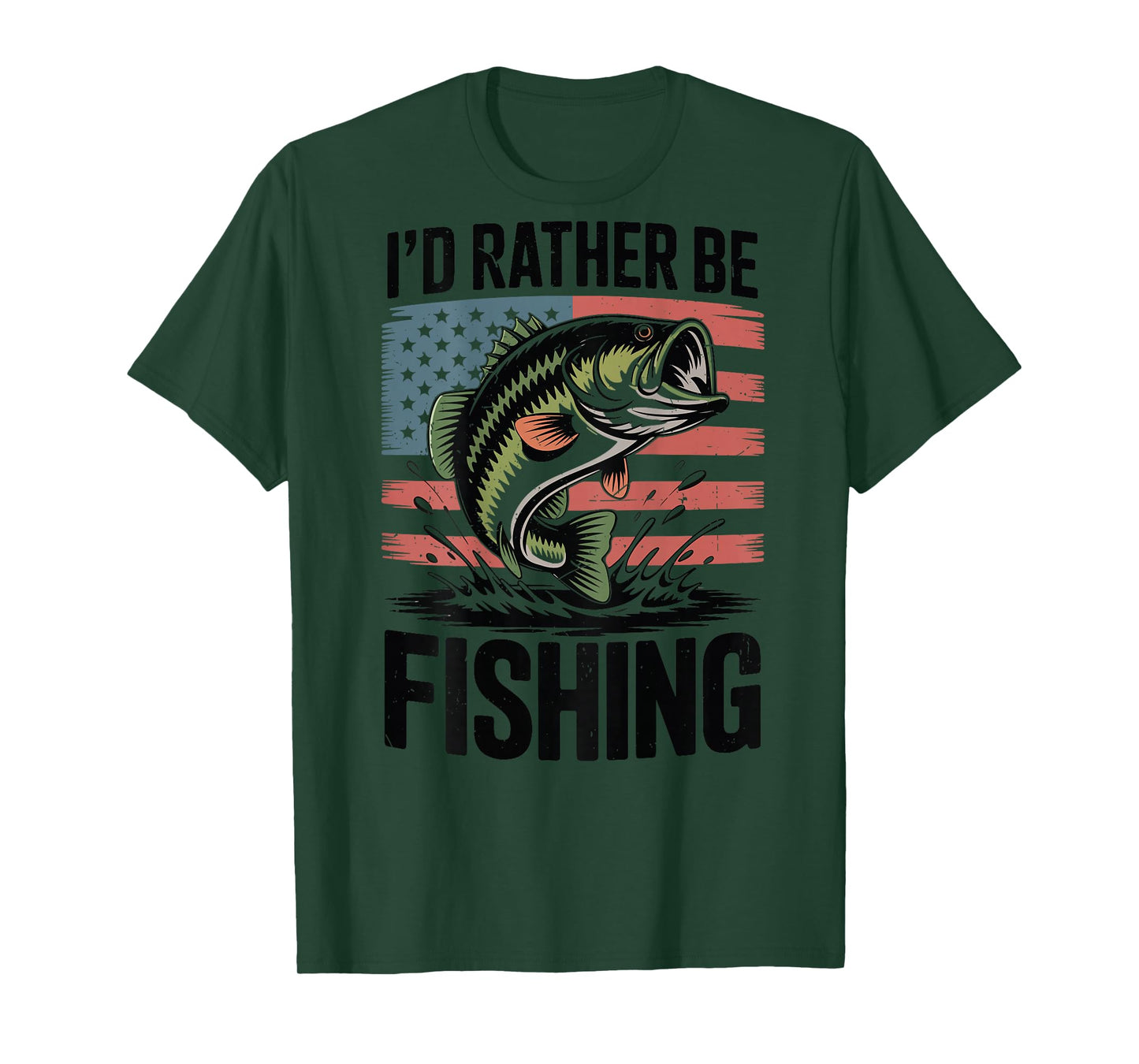 Boy Id Rather Be Fishing-Shirt Youth Men Bass Fish Dad Funny T-Shirt