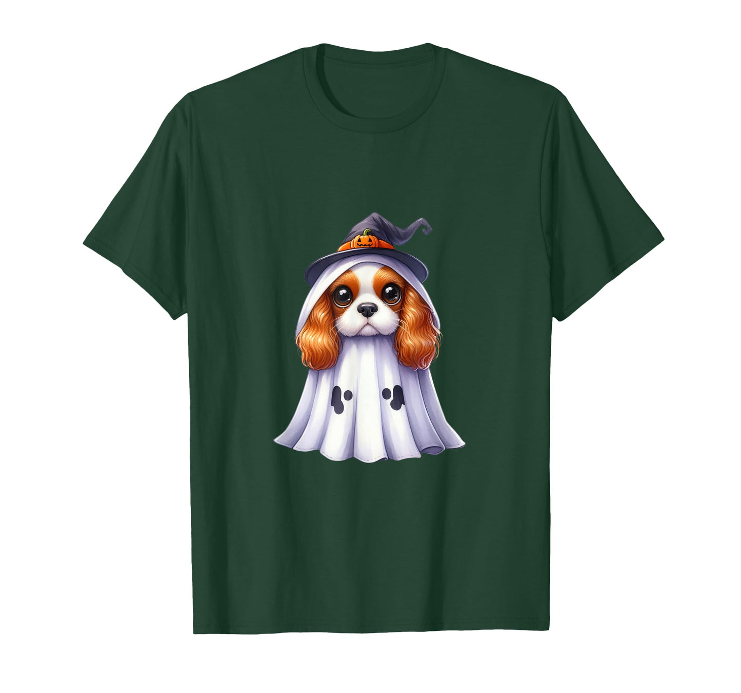 Cute Halloween Cavalier King Charles Spaniel dog as a ghost T-Shirt