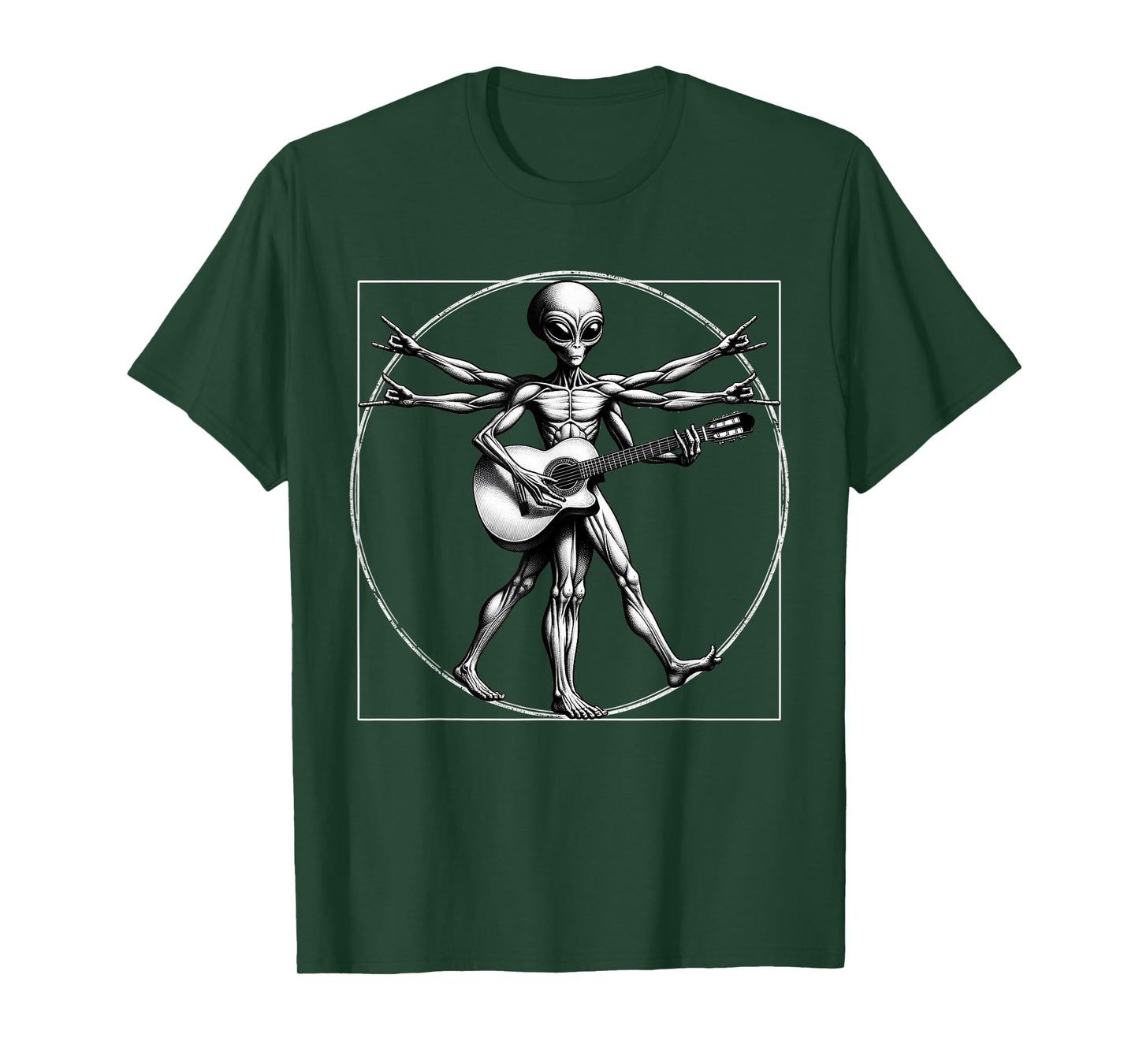 Vitruvian Man Alien Guitarist Funny Music Festival Rock On A T-Shirt