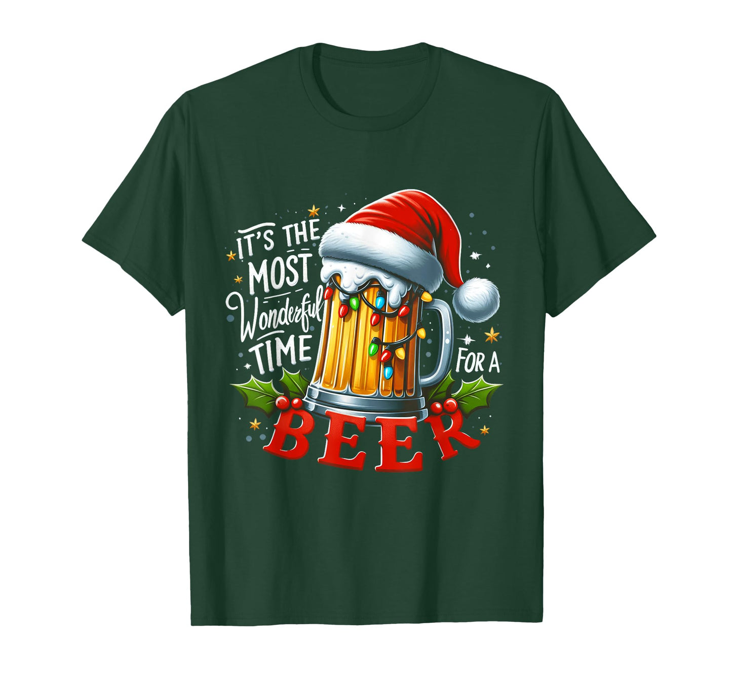 Santa It's the Most Wonderful Time for a Beer Christmas T-Shirt