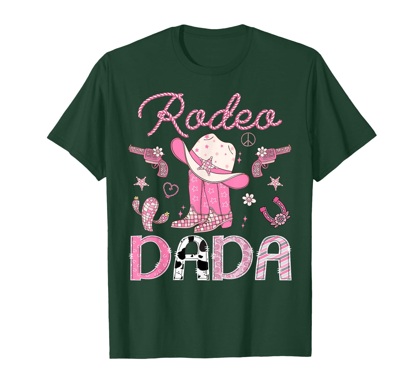 Rodeo Dada 1St Birthday Pink Boots Disco Cowgirl T-Shirt