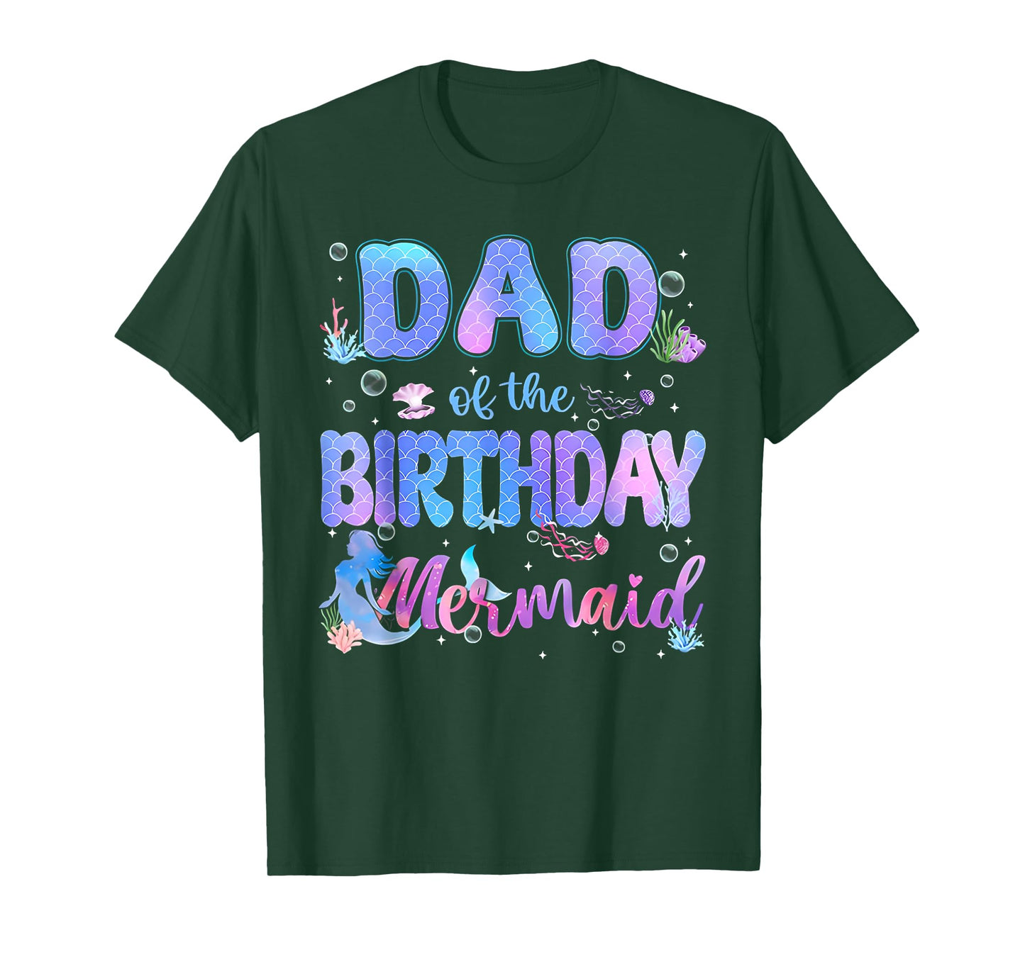 Dad Of The Birthday Mermaid Girl Bday Party Squad Family T-Shirt