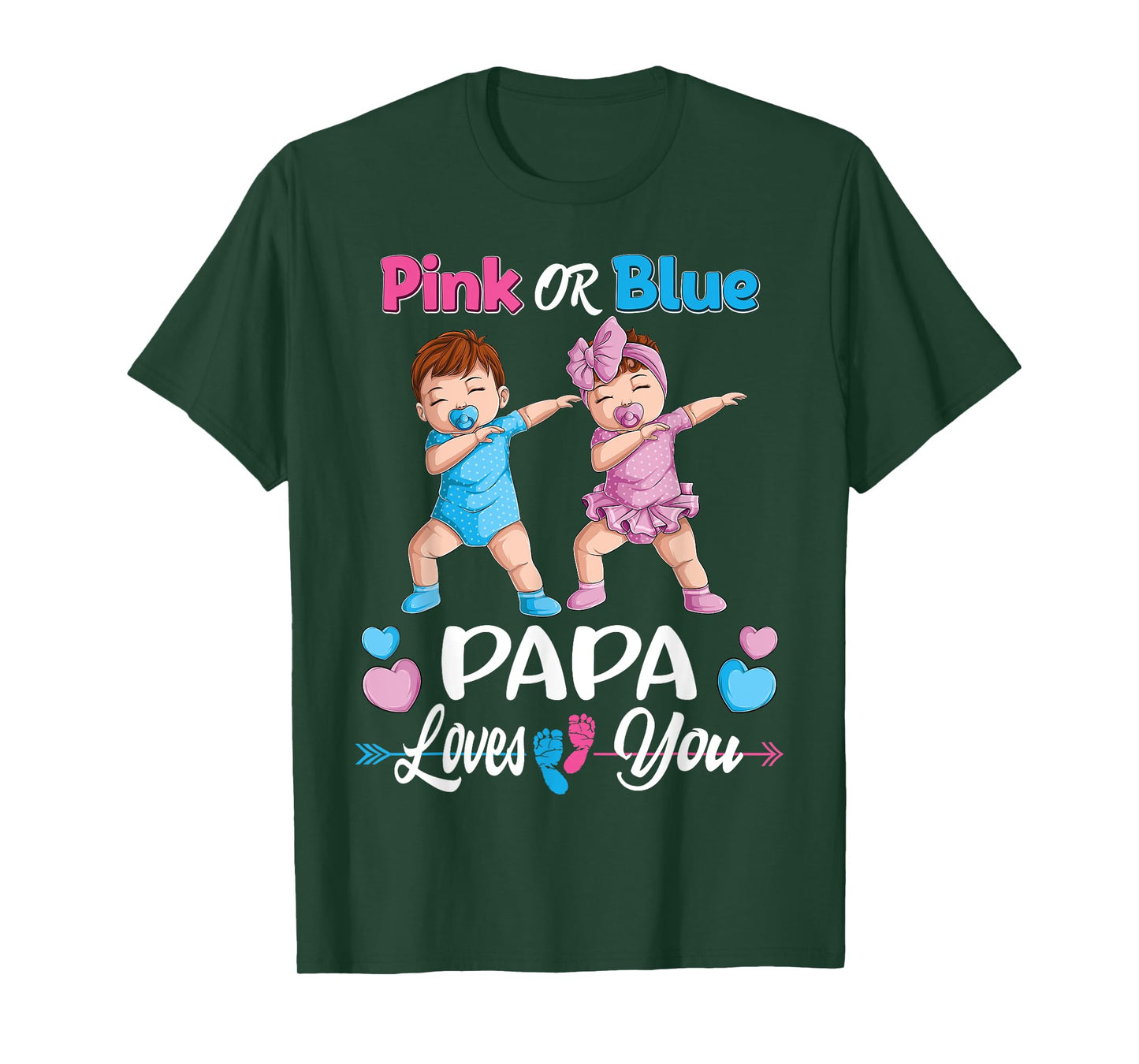 Pink Or Blue Papa Loves You Baby Gender Reveal Party Men T-Shirt