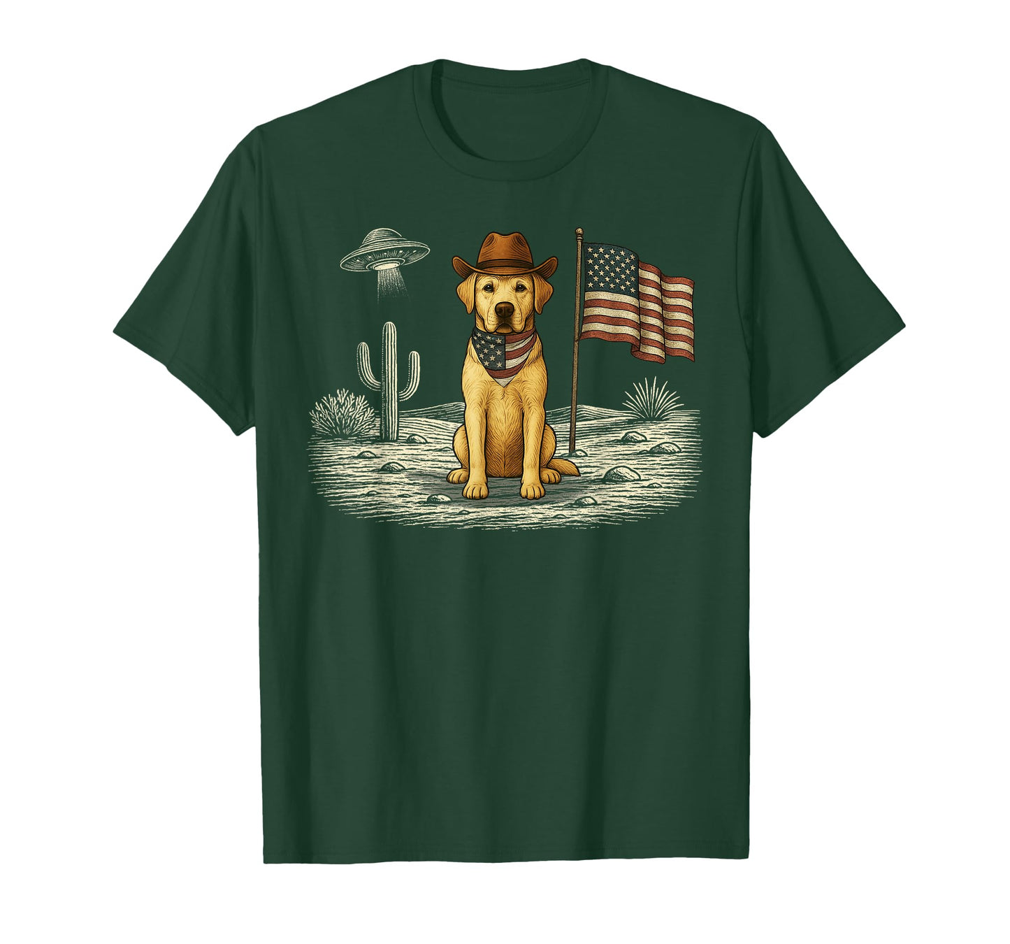 Labrador 4th of July US American Flag Yellow Lab Dog T-Shirt