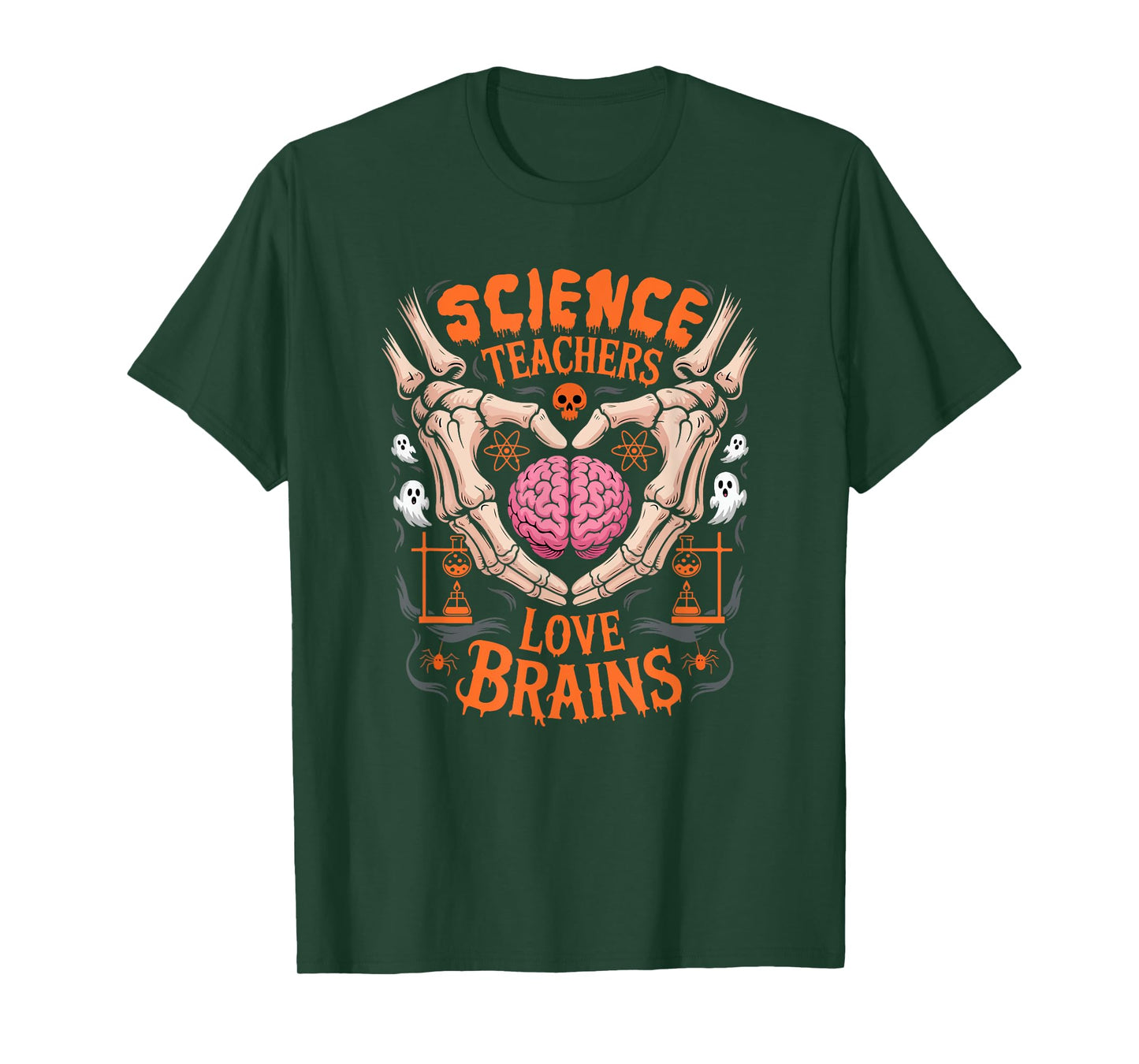 Science Teachers Funny Brains Lover Halloween Skeletons T-Shirt