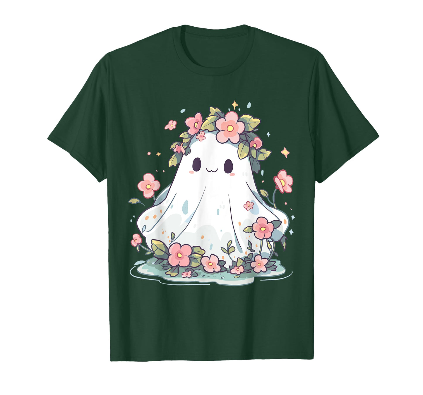 Halloween Shirt Floral Ghost Women Halloween Costume T-Shirt