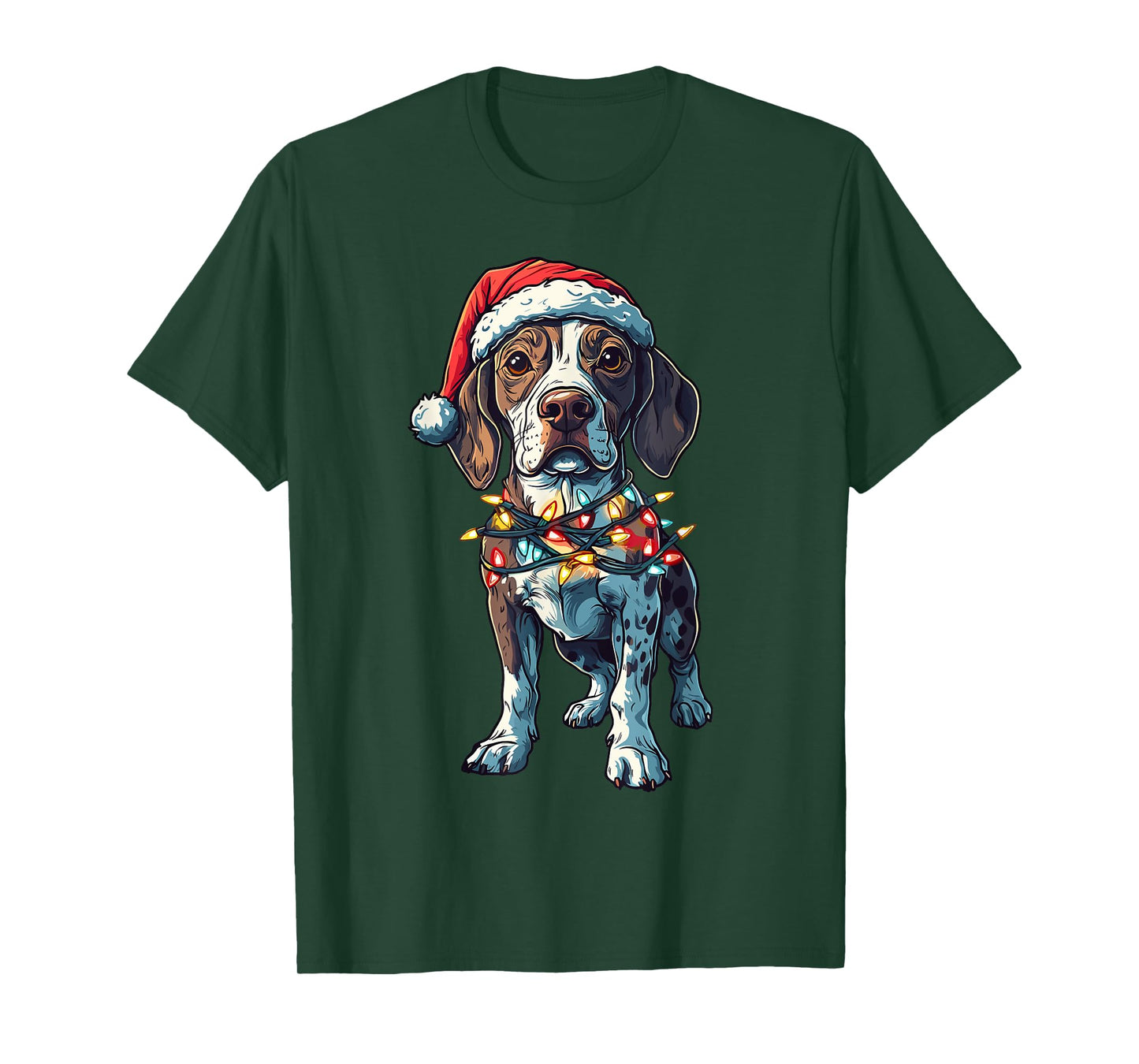 German Shorthaired Pointer Santa GSP Christmas Lights Xmas T-Shirt