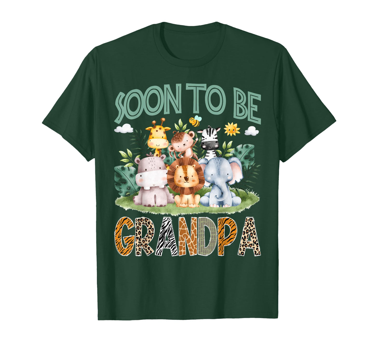 Soon To Be Grandpa Animal Safari Jungle Gender Reveal T-Shirt