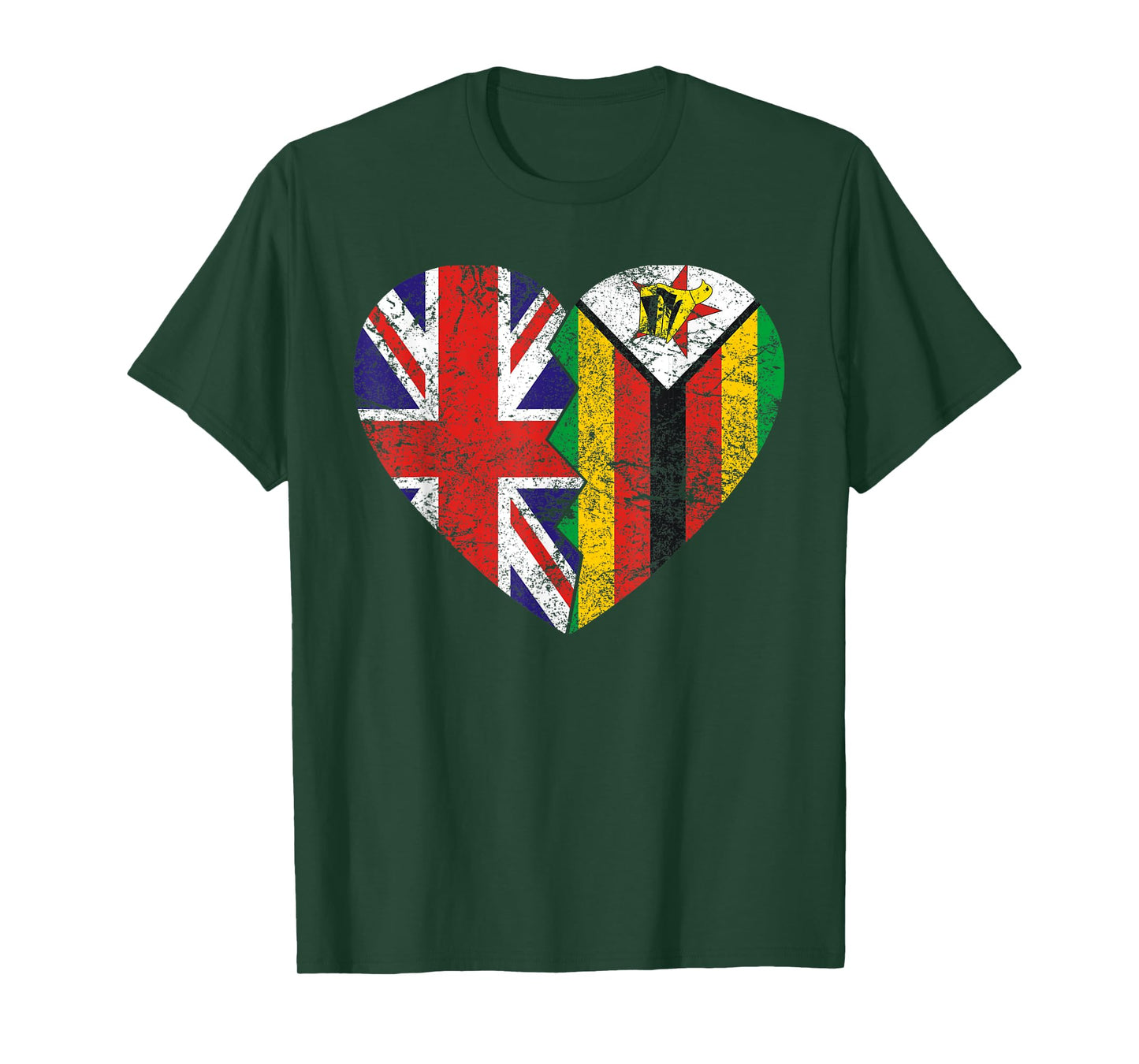 Zimbabwean British Flags Heart | United Kingdom Zimbabwe T-Shirt