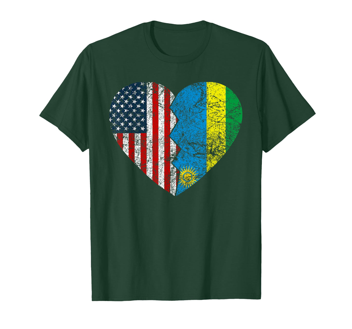 Rwandan American Flags Heart | United States Rwanda Roots Women Kids Men T-Shirt
