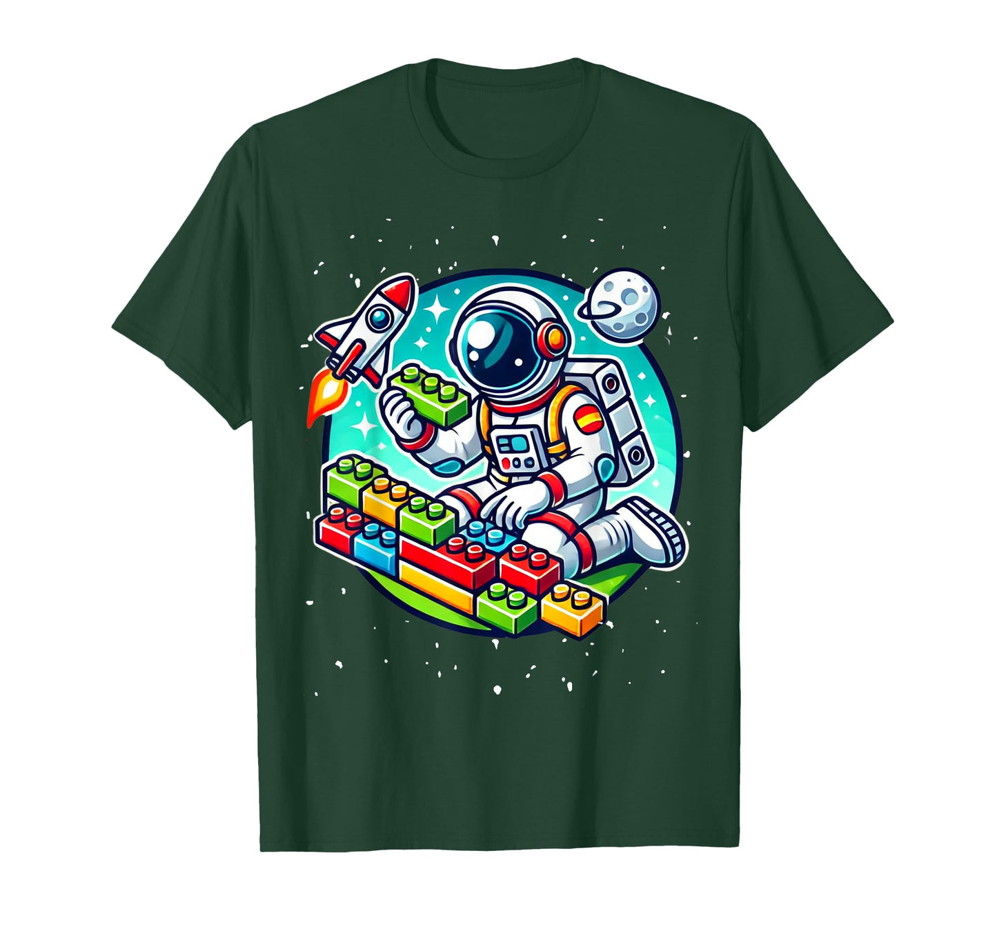 Master Builder Space Astronaut Building Blocks Bricks Boys T-Shirt