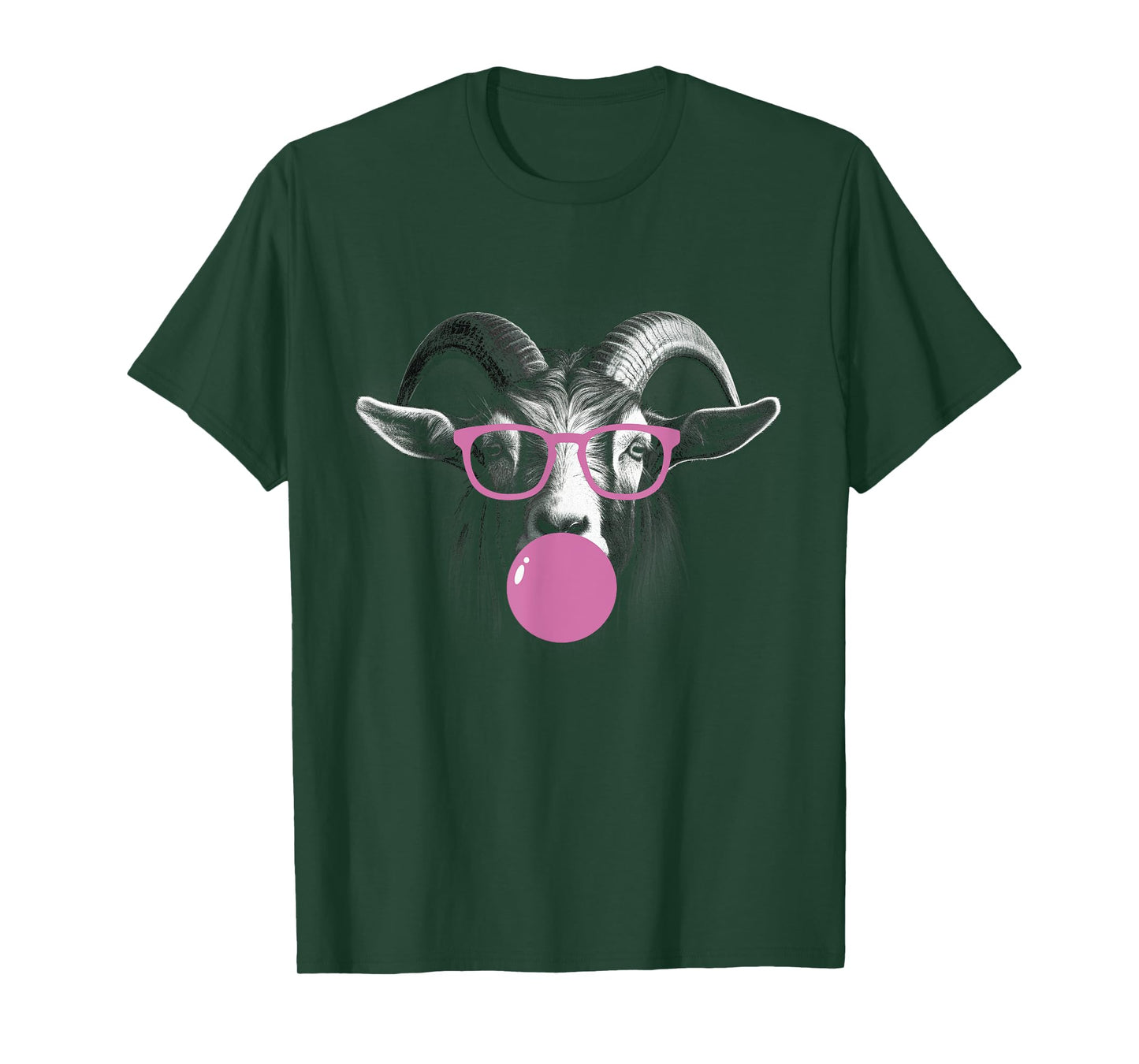 Cool Goat Face Eating Gum And Makes A Bubble Tee Cute Goat T-Shirt