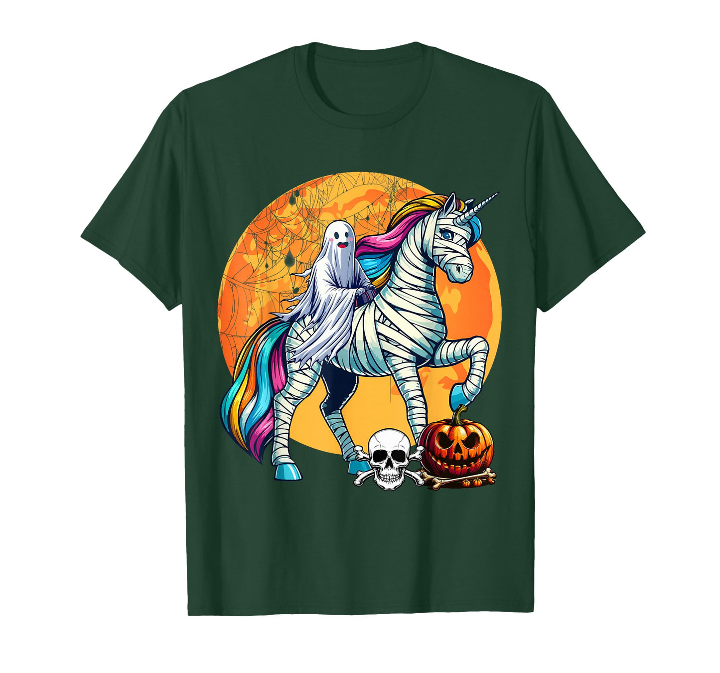 Boo Ghost Riding Unicorn Halloween Mummy Costume Kid Toddler T-Shirt