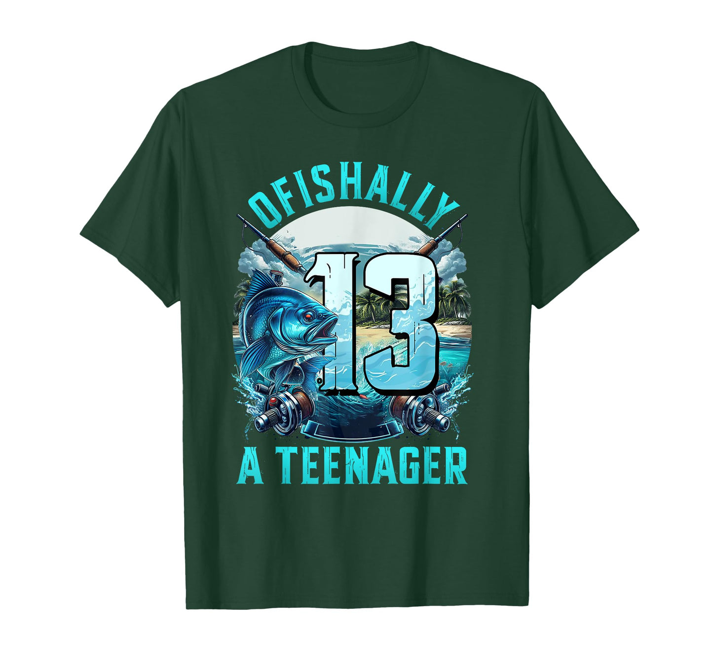 OFishally A Teenager Funny 13th Birthday Fishing 13 Year Old T-Shirt
