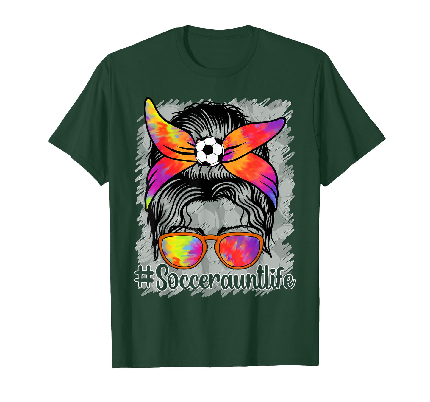 Soccer Aunt Life Messy Bun Proud Soccer Auntie T-Shirt