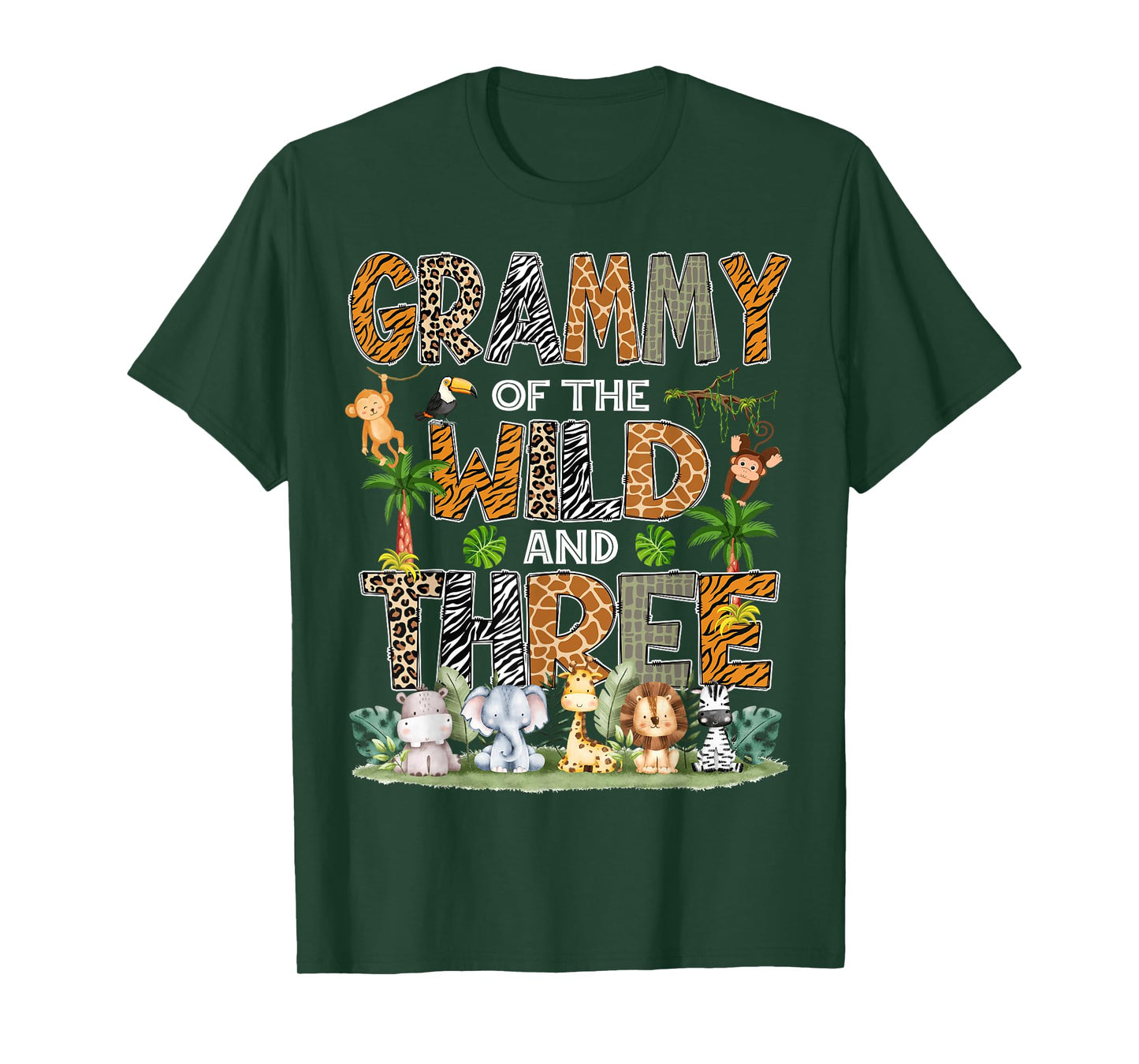 Grammy Of The Wild Three 3Rd Birthday Safari Zoo Jungle T-Shirt