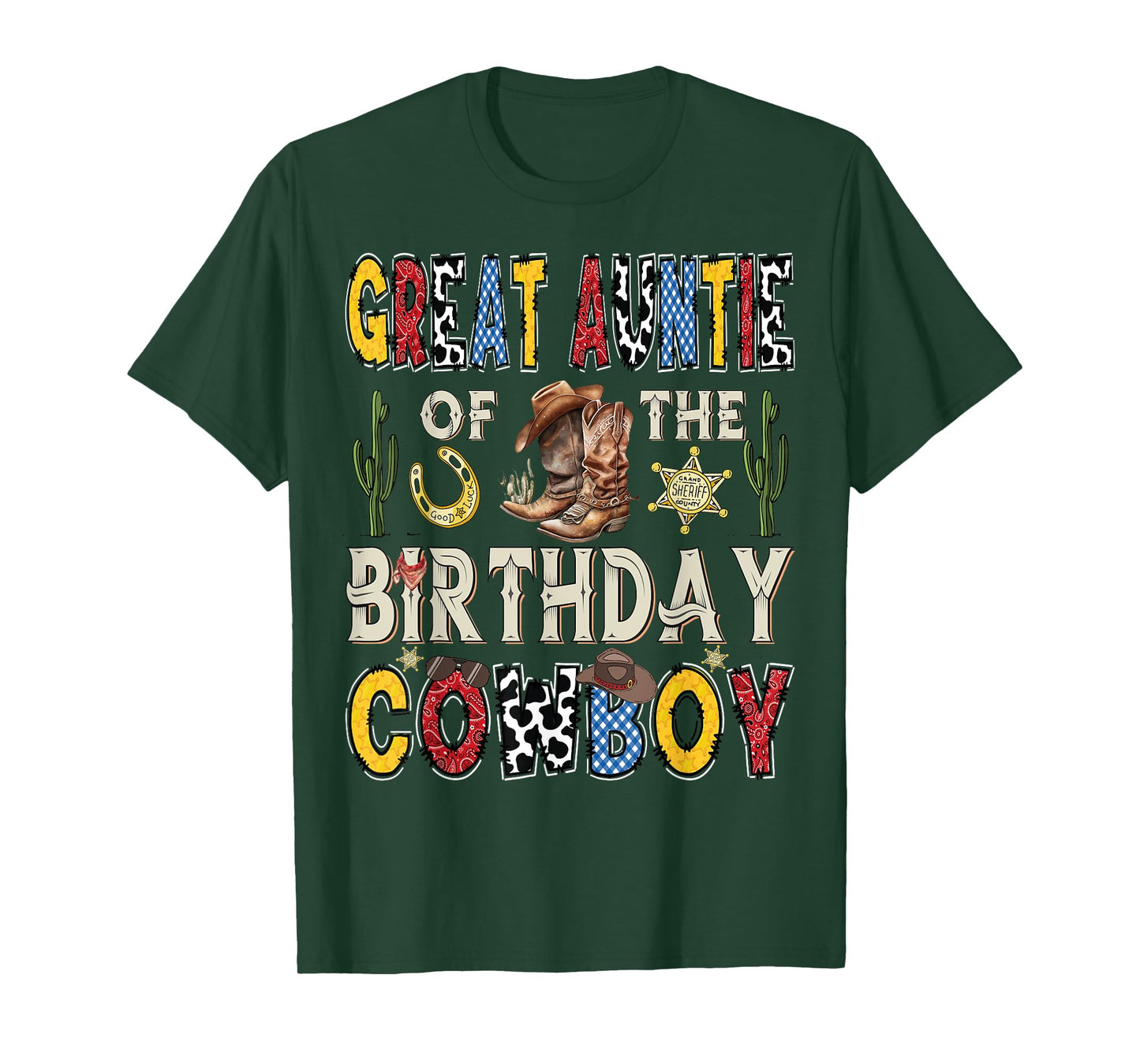 Great Auntie Of The Birthday CowBoy Rodeo Auntie Western T-Shirt