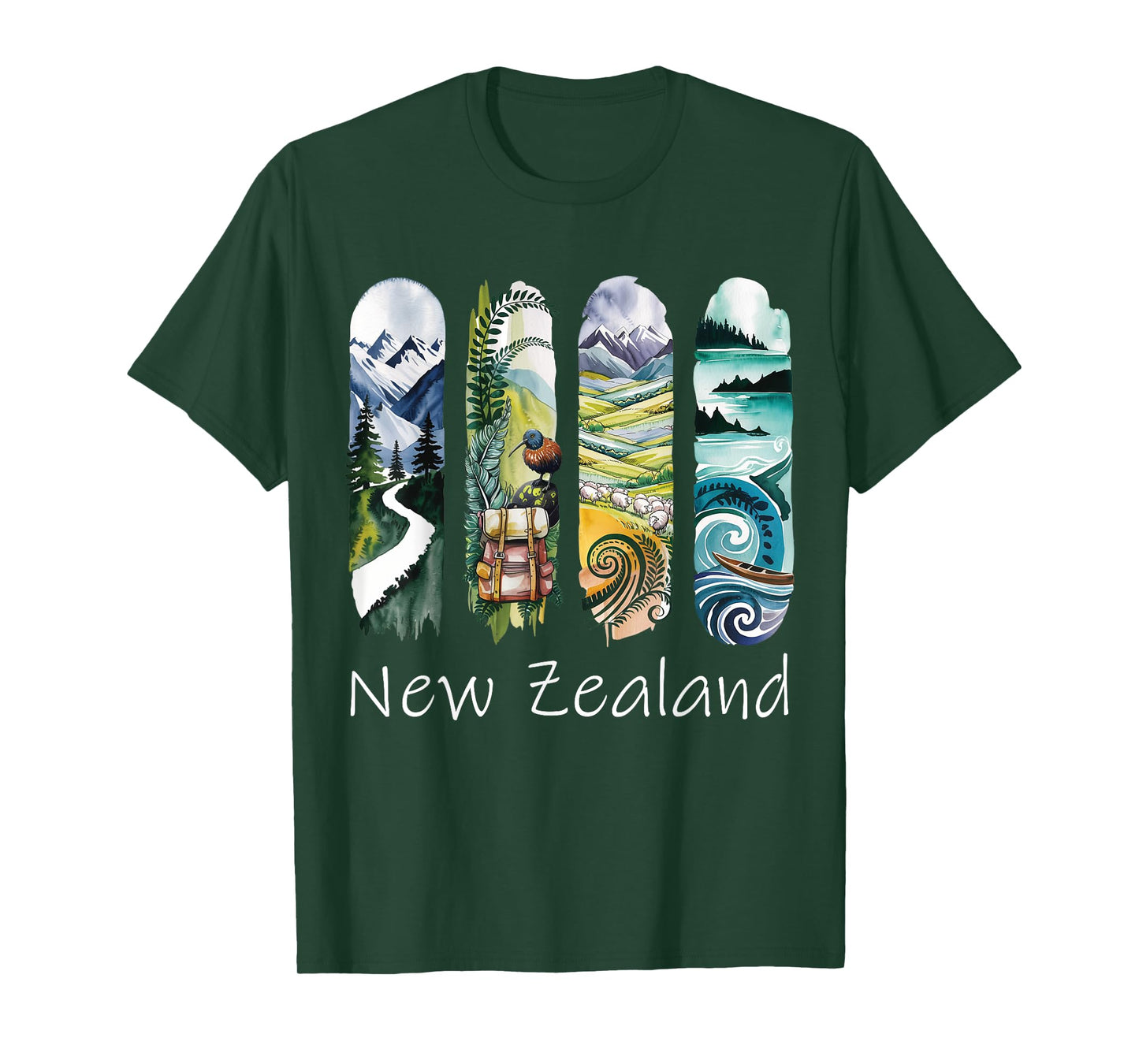 New Zealand Brushstroke Kiwi Vacation Souvenir New Zealand T-Shirt
