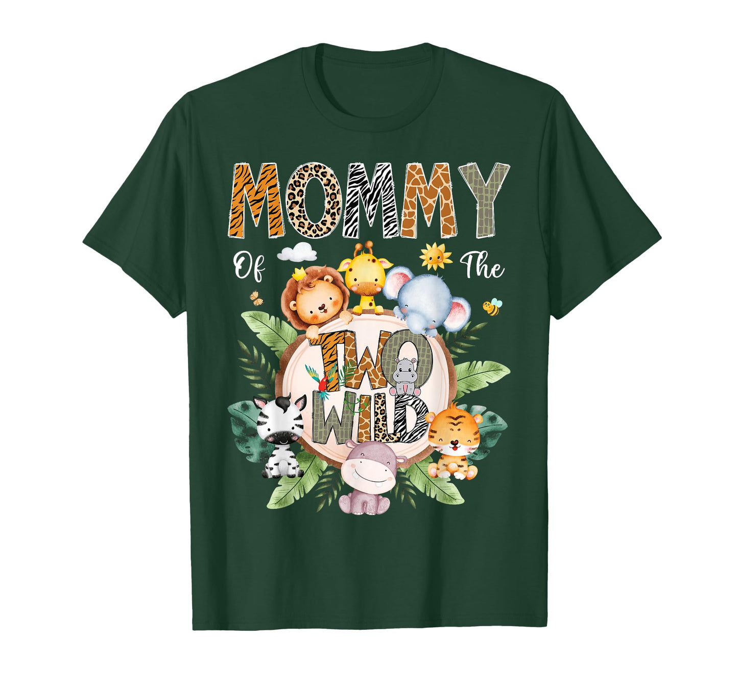 Mommy Of The Two Wild 2Nd Birthday Safari Jungle Animal T-Shirt