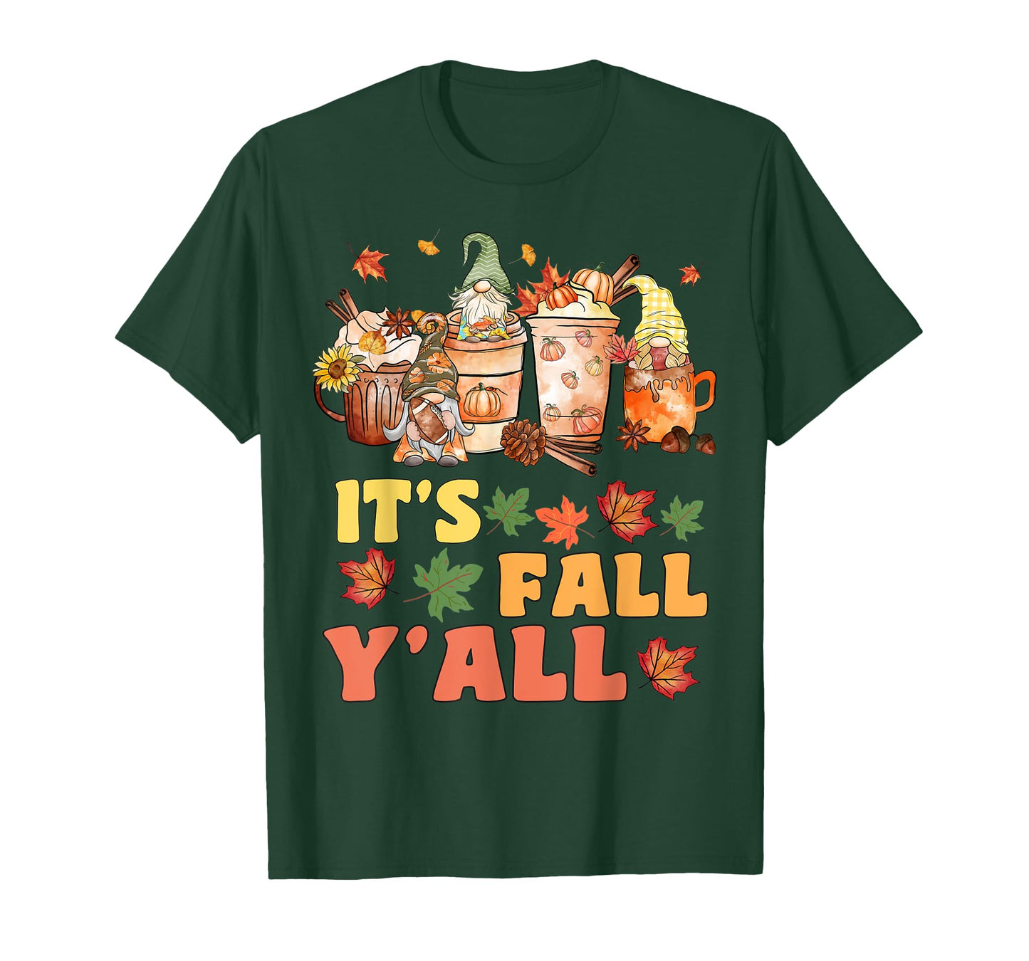 It's Fall Y'all Football Gnome Happy Fall Y’all Women Kids T-Shirt
