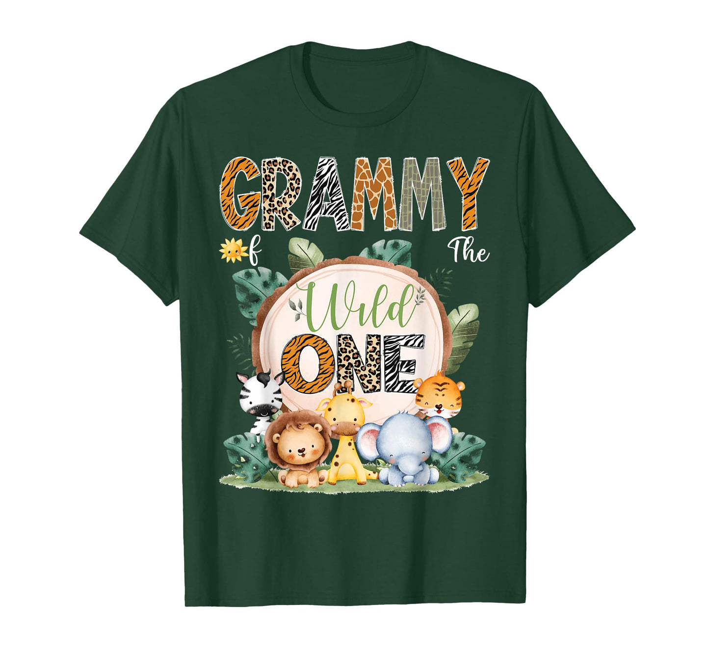 Grammy Of The Wild One First Birthday Safari Woodland T-Shirt
